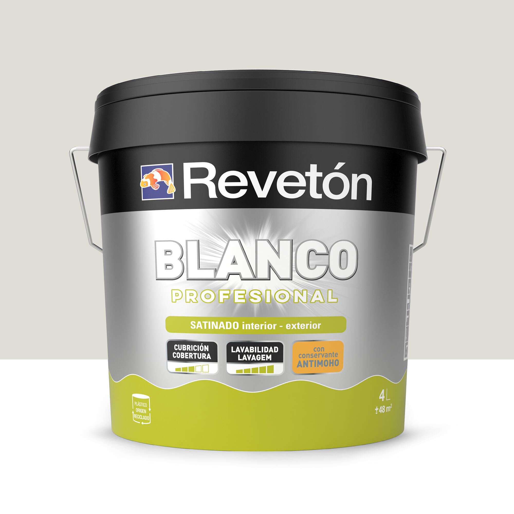 Pintura de interior color a tu gusto revetón color neutro gris piedra pastel luminoso satinado 4l para paredes y techos