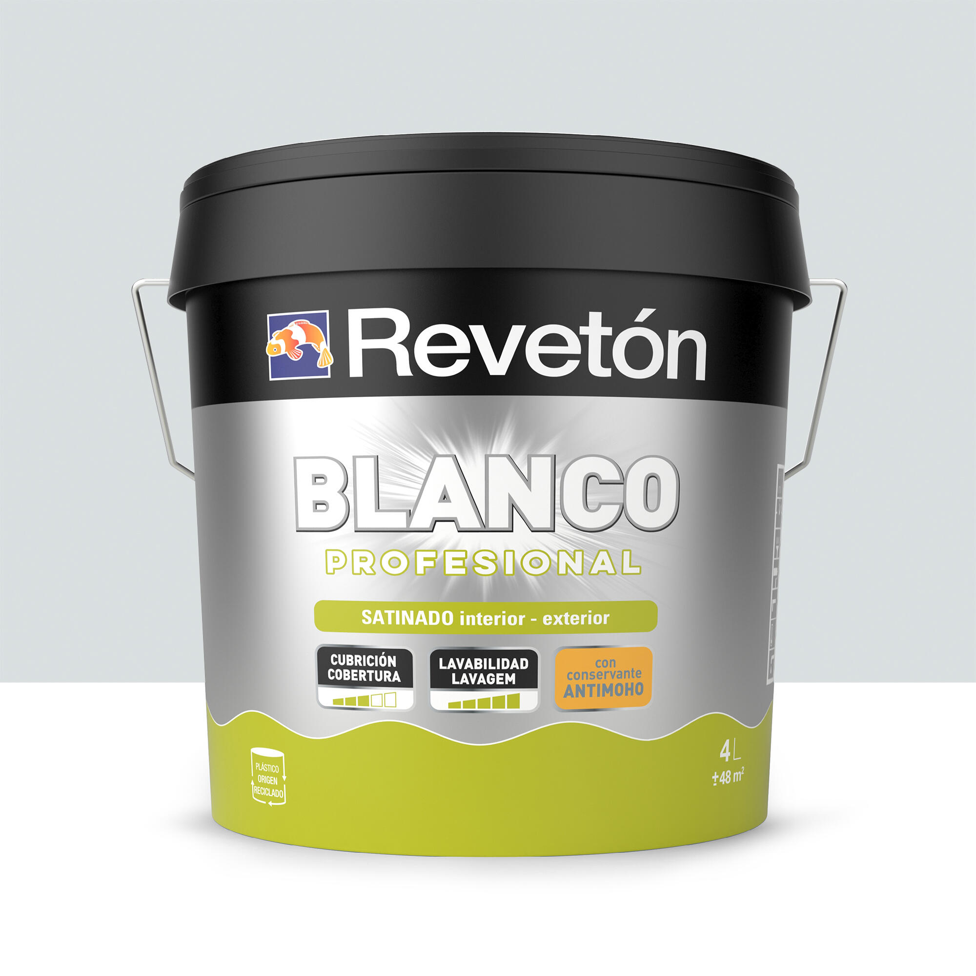 Pintura de interior color a tu gusto revetón color neutro gris acero suave muy luminoso satinado 4l para paredes y techos