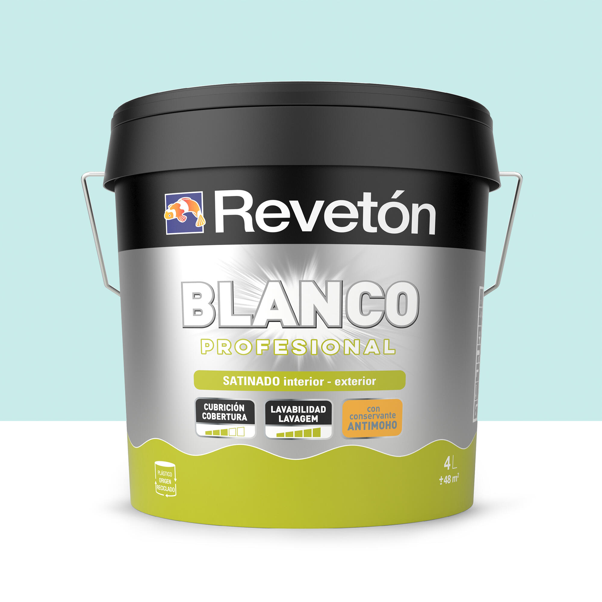 Pintura interior satinado reveton blanco pro 4l 1010-b50g turquesa muy luminoso