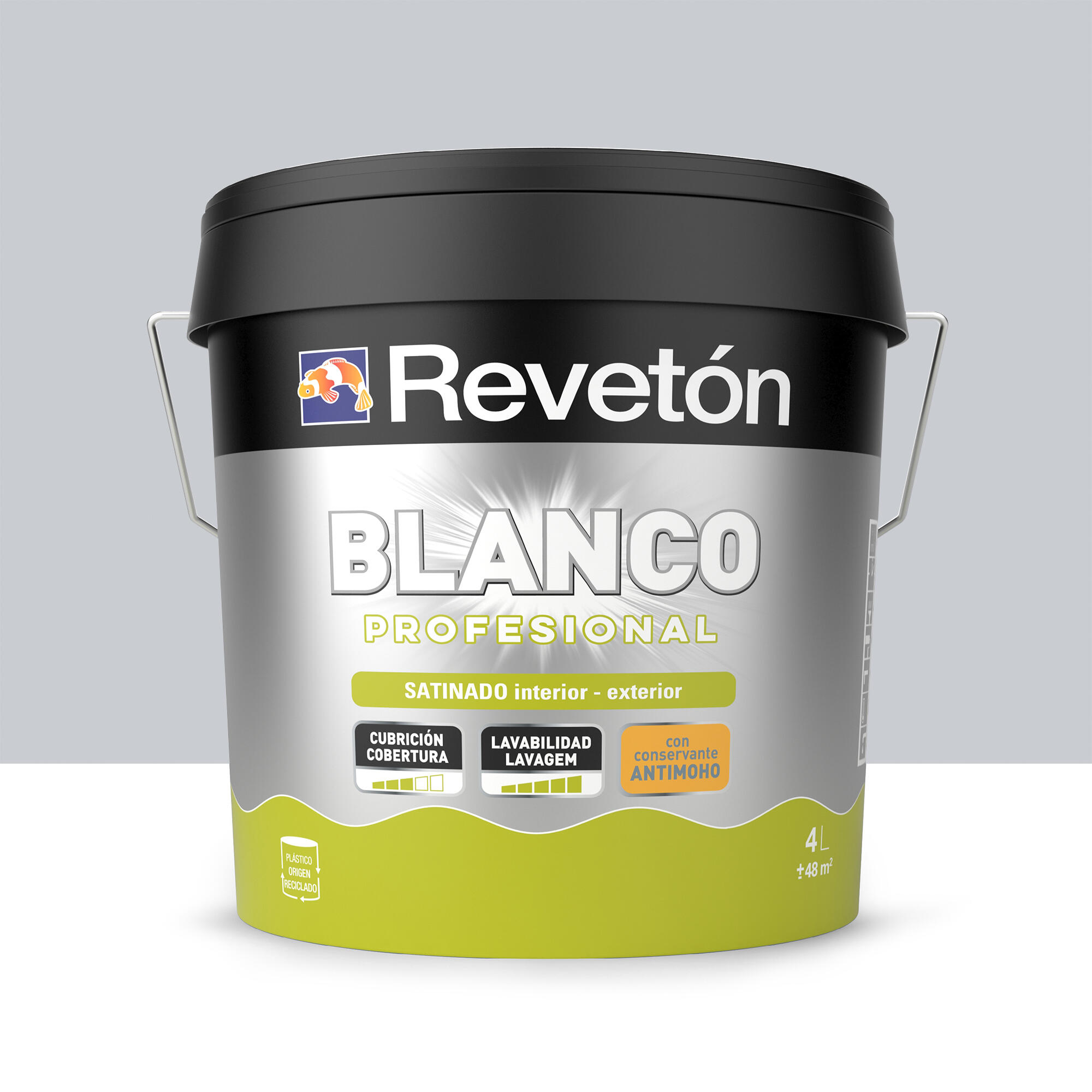 Pintura de interior color a tu gusto revetón color neutro gris acero medio luminoso satinado 4l para paredes y techos
