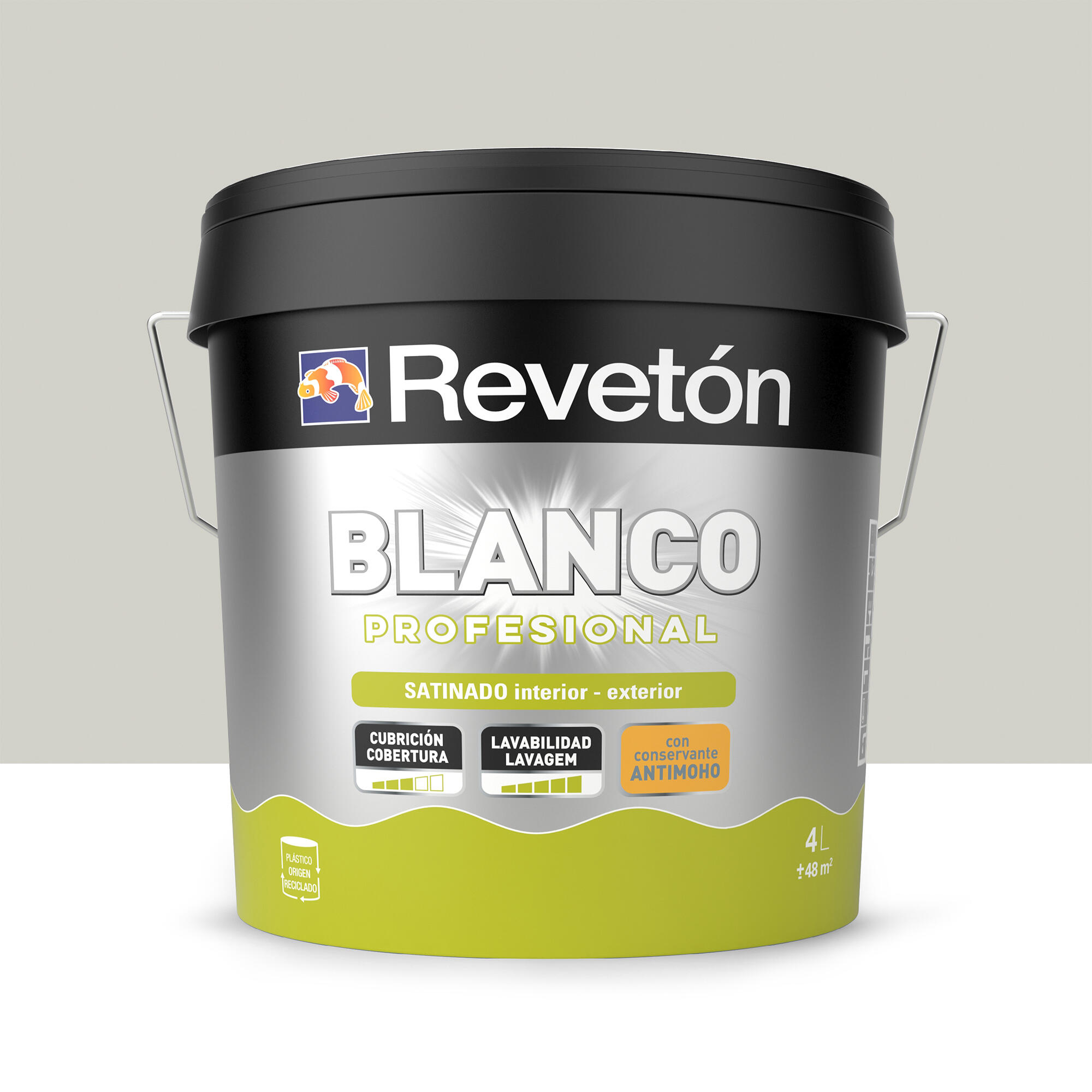 Pintura de interior color a tu gusto revetón color neutro gris piedra suave luminoso satinado 4l para paredes y techos