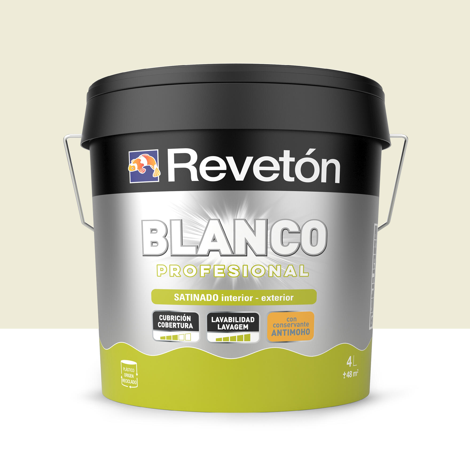 Pintura de interior color a tu gusto revetón color blanco lino pastel empolvado satinado 4l para paredes y techos