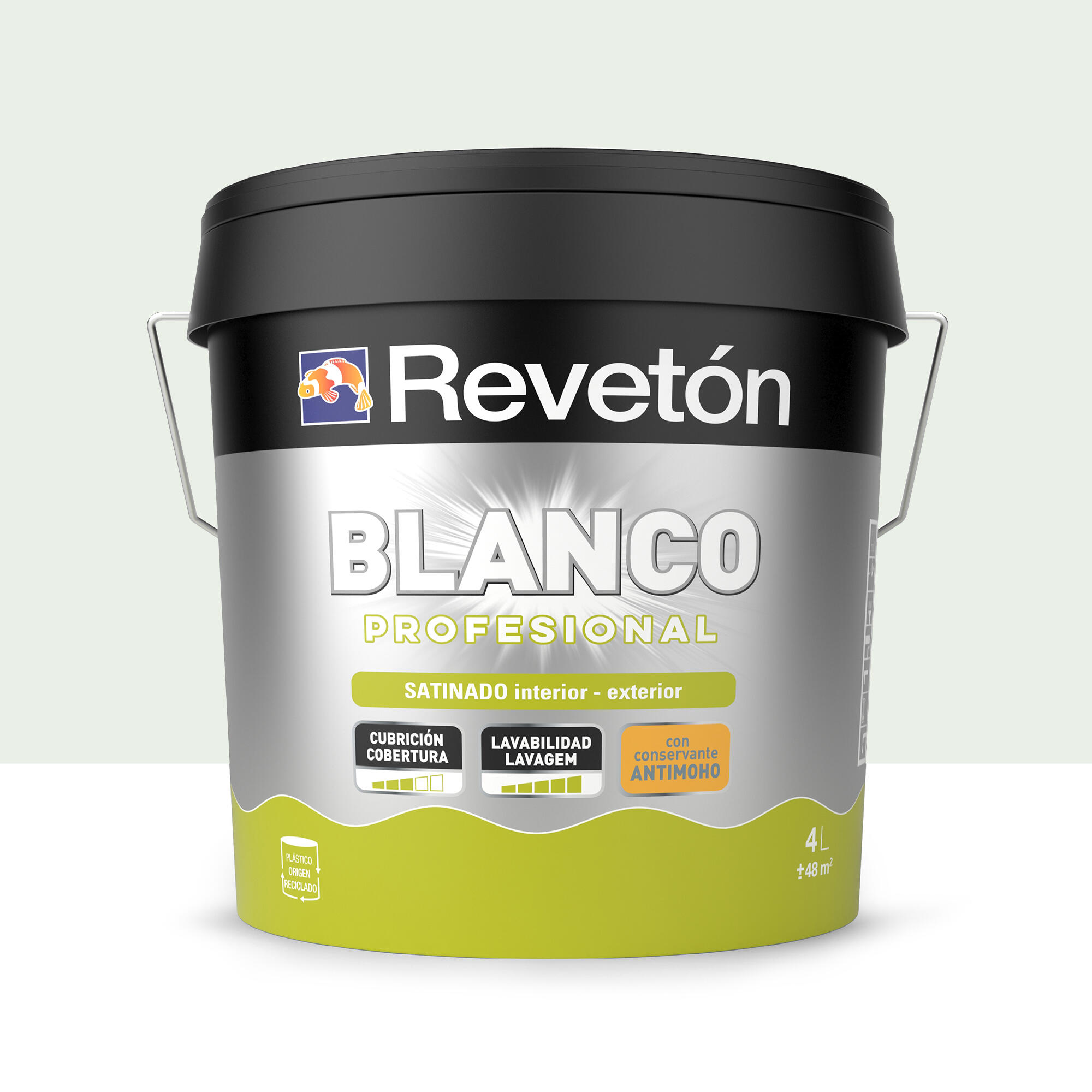 Pintura de interior color a tu gusto revetón color neutro verdoso roto muy luminoso satinado 4l para paredes