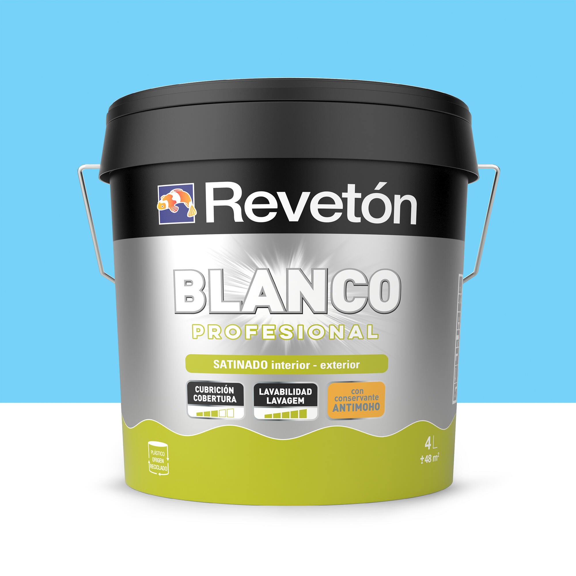 Pintura de interior color a tu gusto revetón color azul cielo medio luminoso satinado 4l para paredes