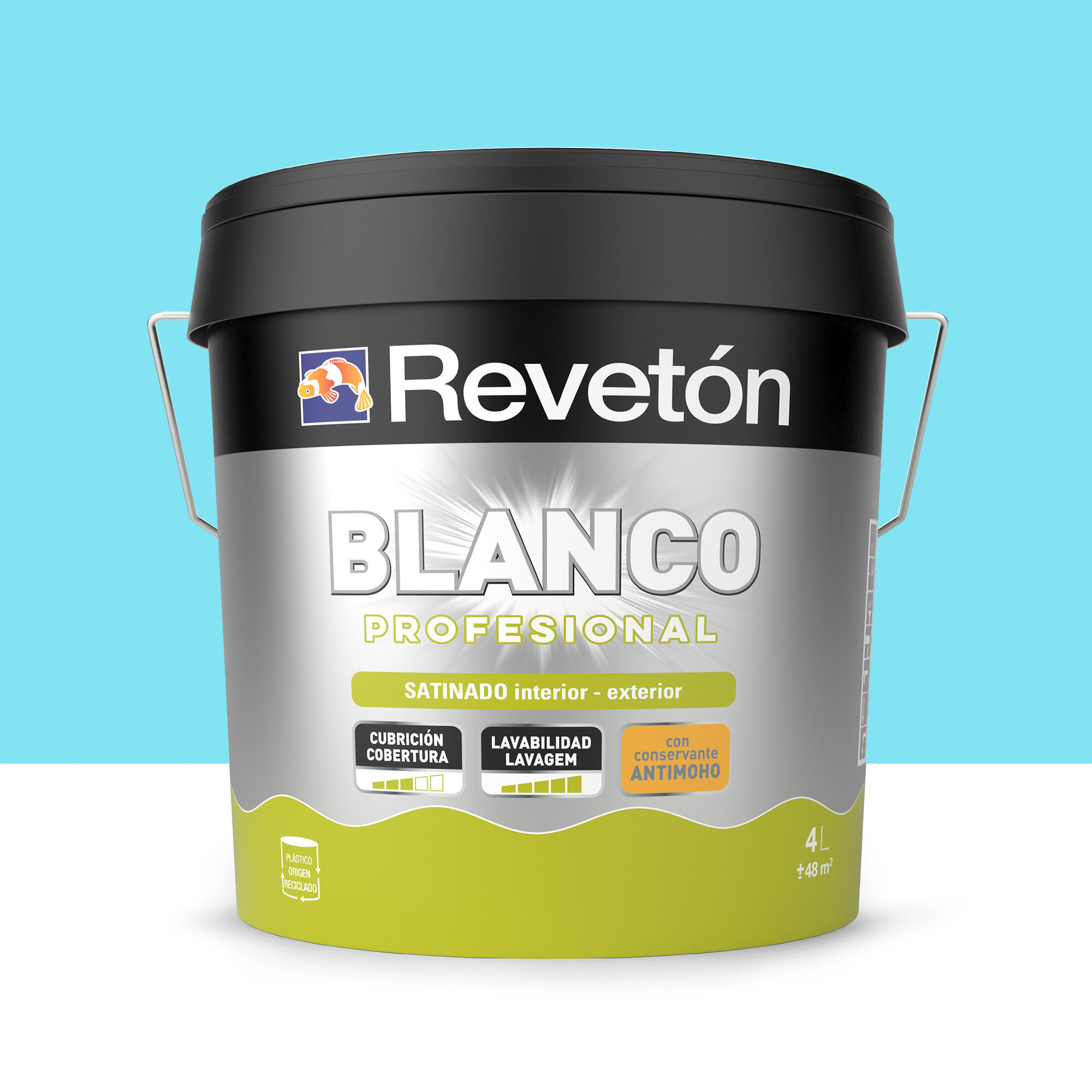 Pintura de interior color a tu gusto revetón color azul mar suave muy luminoso satinado 4l para paredes y techos