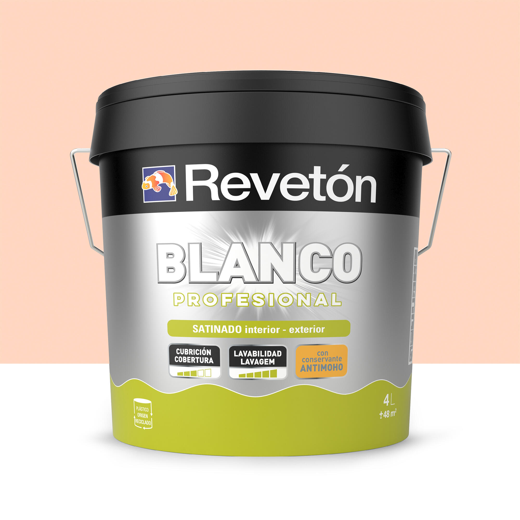Pintura de interior color a tu gusto revetón color salmón suave empolvado satinado 4l para paredes y techos
