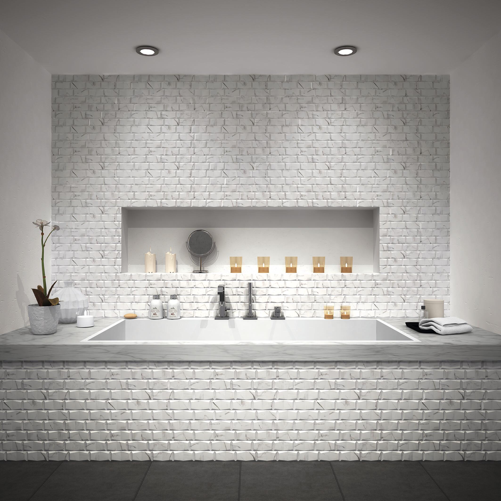 Azulejo porcelánico megane efecto mármol blanco 31x56 cm