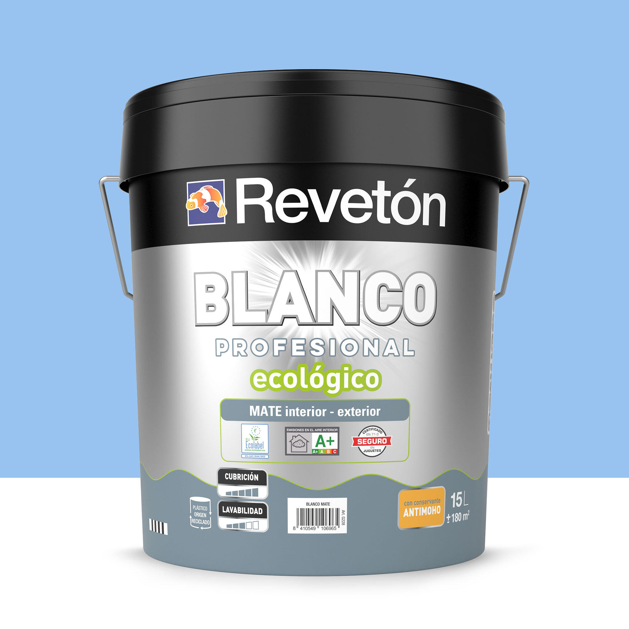 1040 R80b Pintura interior mate REVETON PRO 15L 1040-r80b azul porcelana luminoso ...