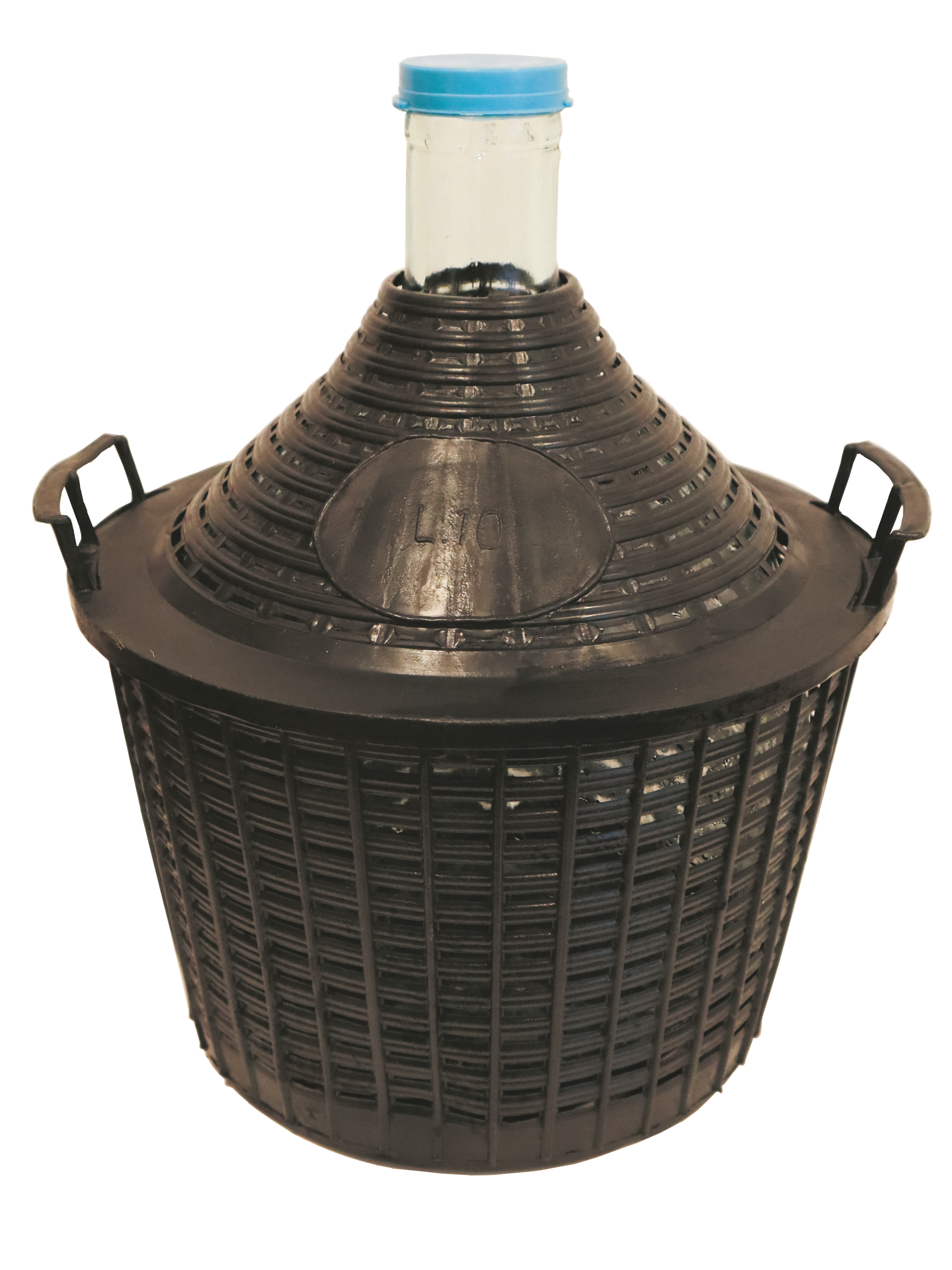 Balon gąsior do wina 10l w koszu plastikowym 40x33 cm