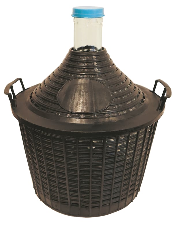 Balon gąsior do wina 25l w koszu plastikowym 52x45 cm