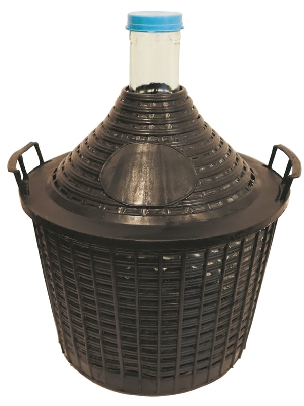 Balon gąsior do wina 34l w koszu plastikowym 57x50 cm