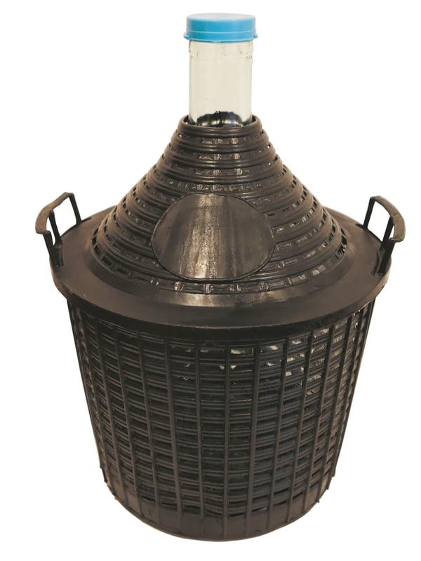 Balon gąsior do wina 15l w koszu plastikowym 45x38 cm