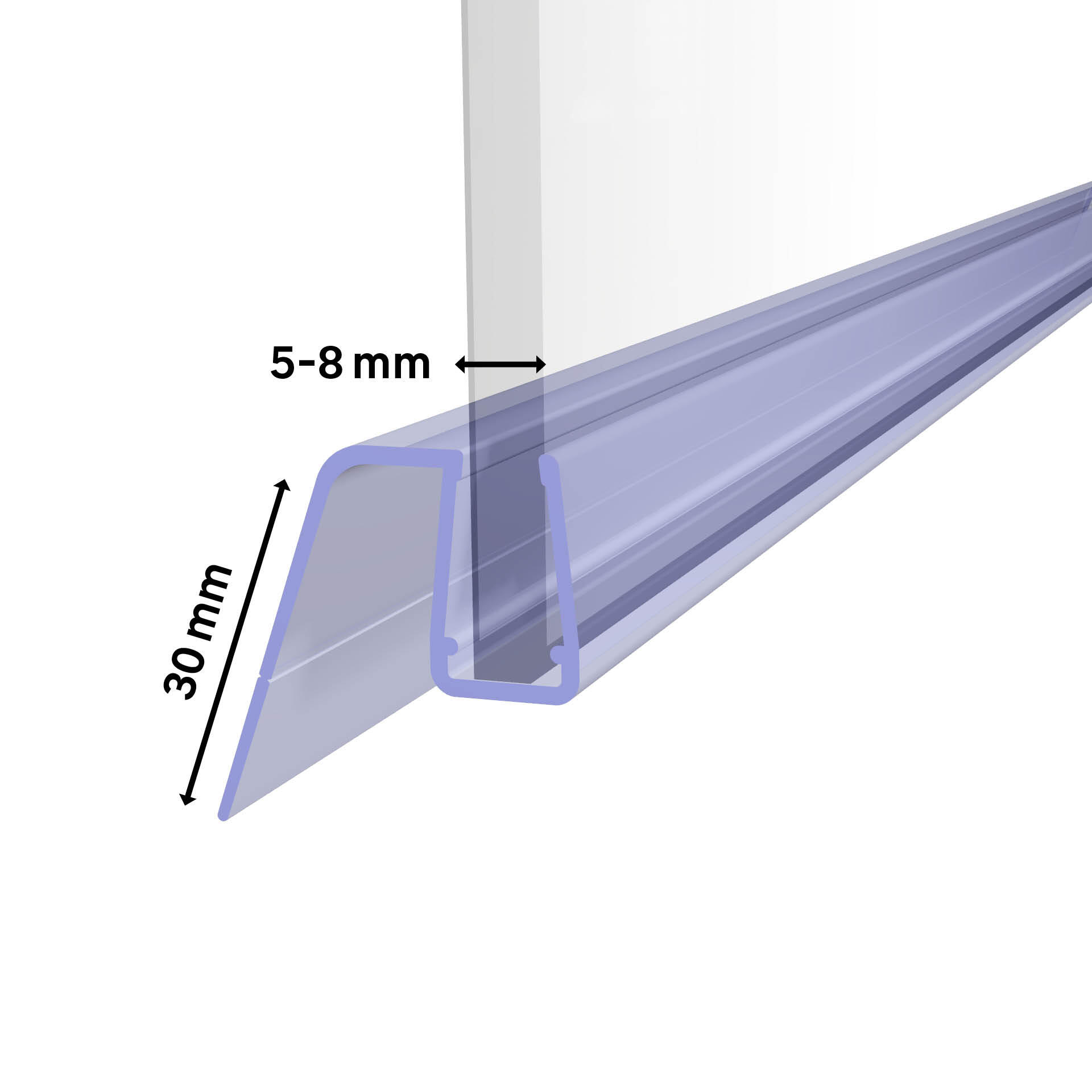 Perfil vedante 5-6-8 mm transparente Pala Cristal - 4
