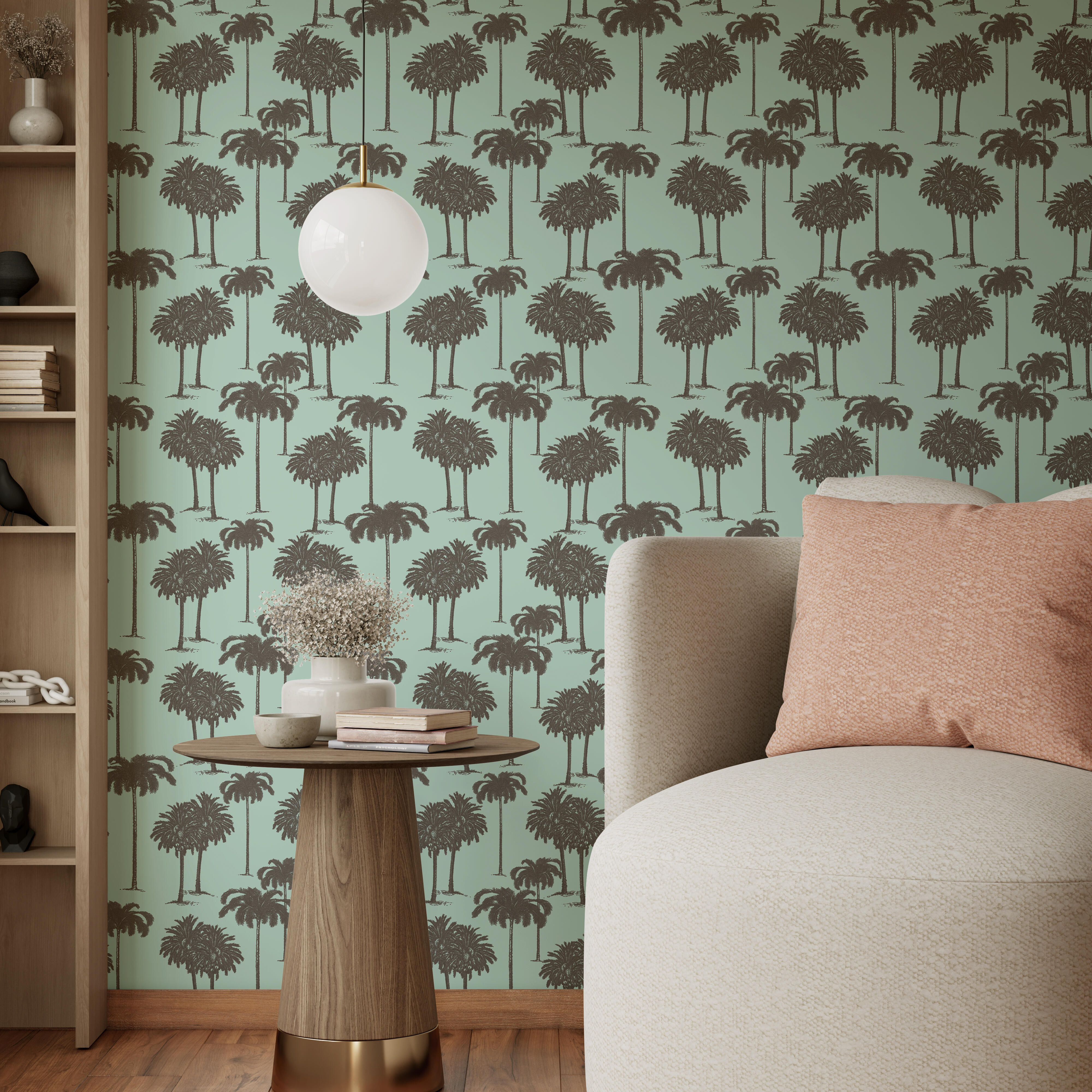 Papel pintado vinilo botánico, plantas o floral explorer plam verde inspire