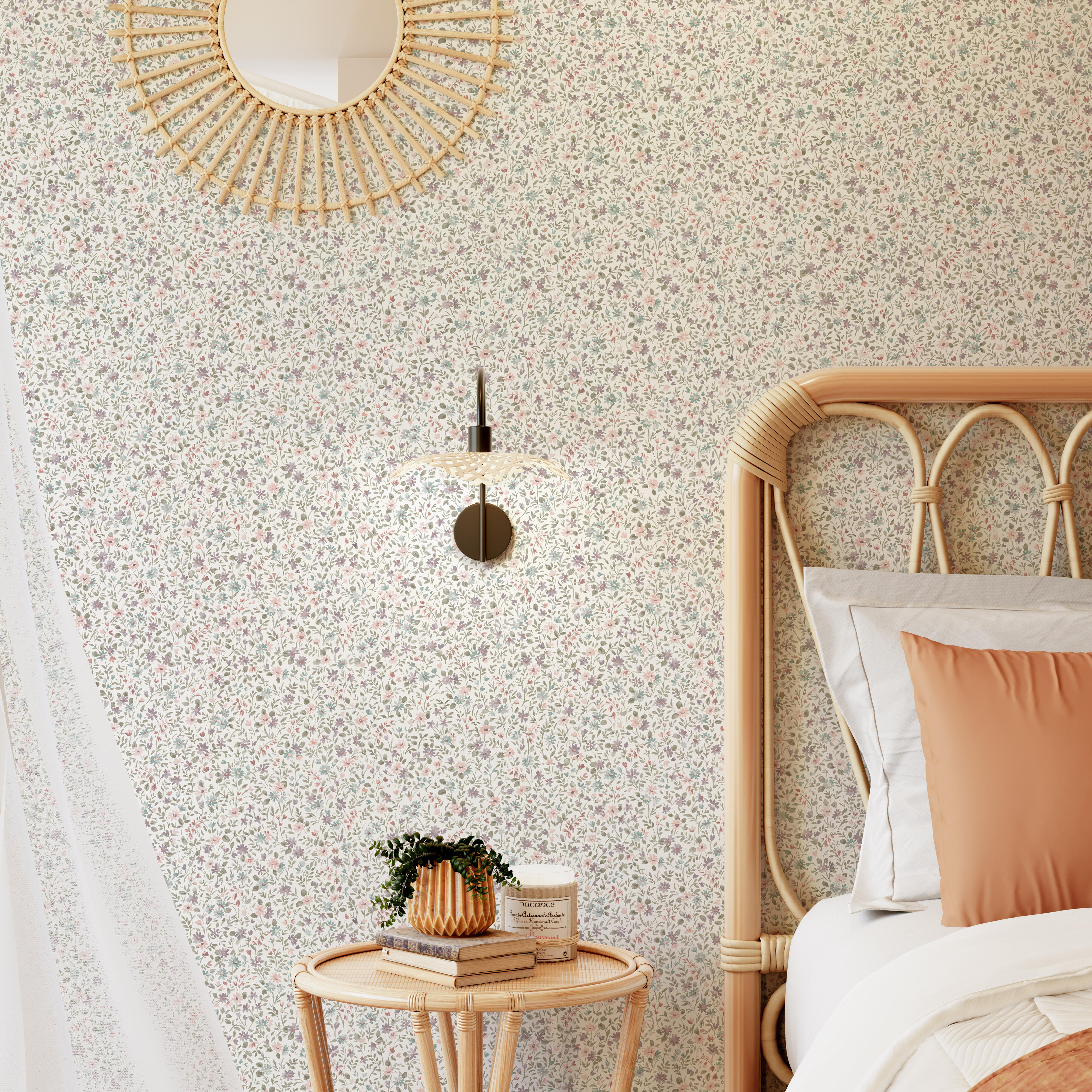 Carta da parati Inspire Tilda rosa bianco verde scuro, 53 cm x 10.05 m - 10