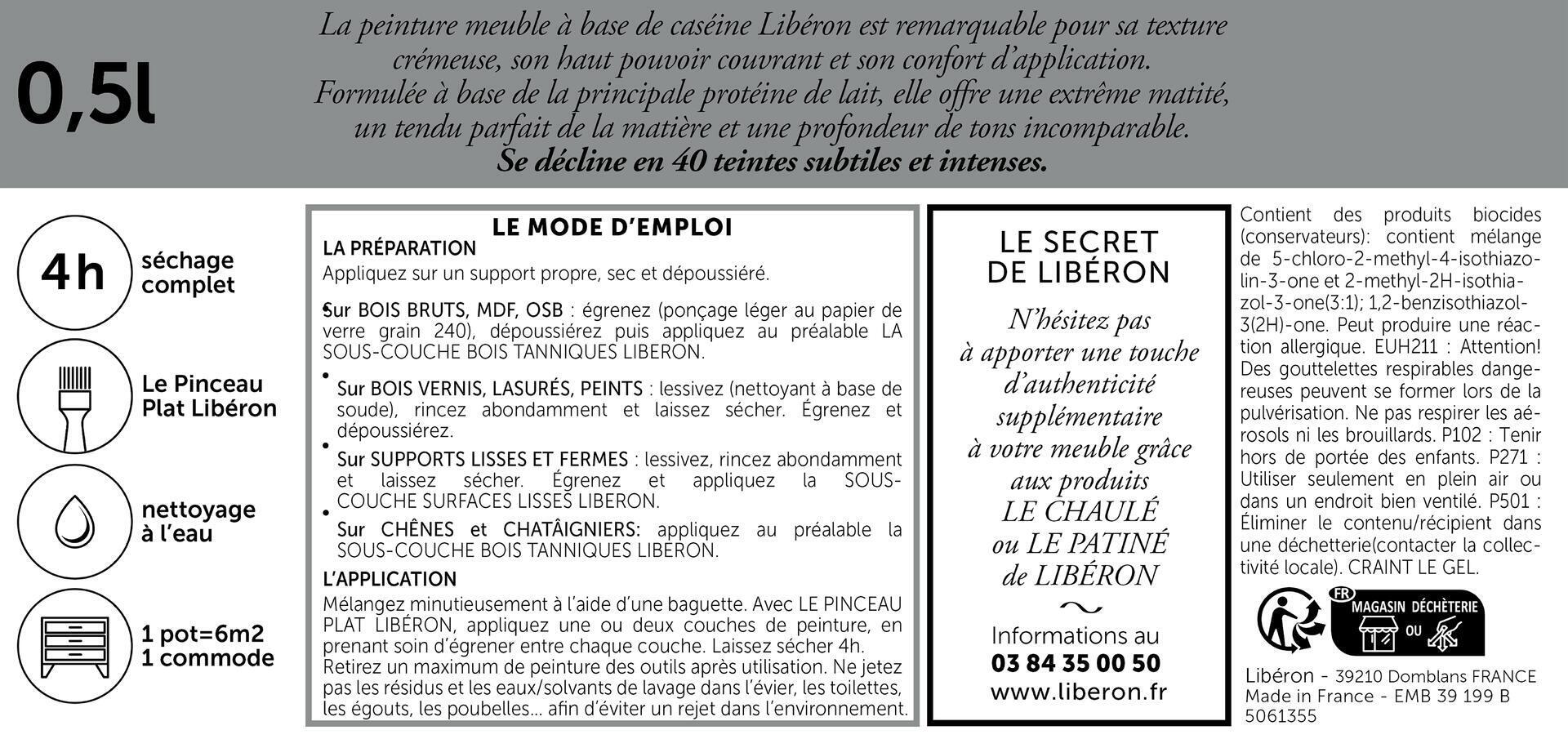 Peinture pour meuble Et objet caséine, meuble signé LIBÉRON champignon mat 0.5L - 9