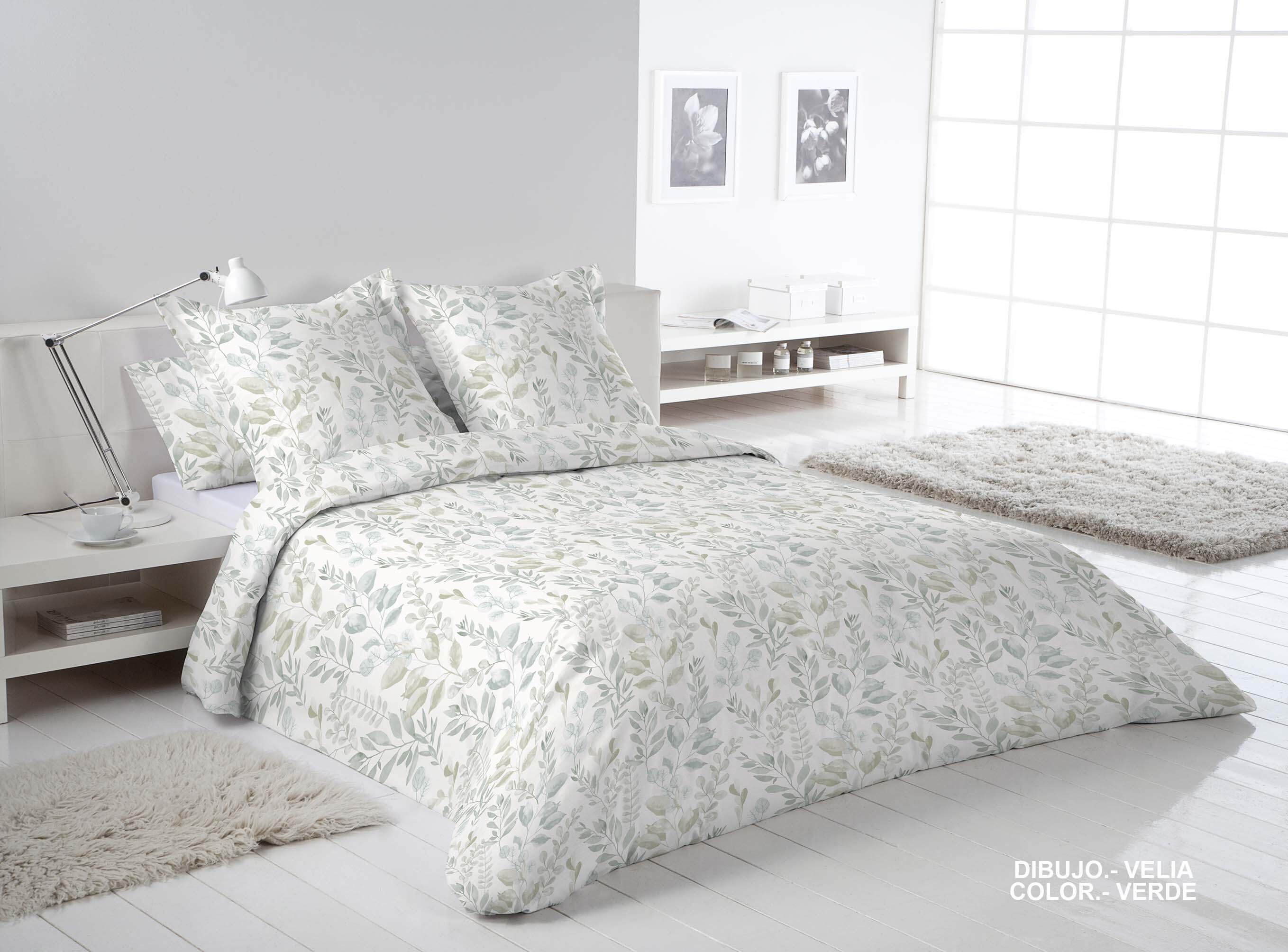 Funda nórdica Velia  algodón 180 hilos tonos verdes  cama de 135 cm - 5