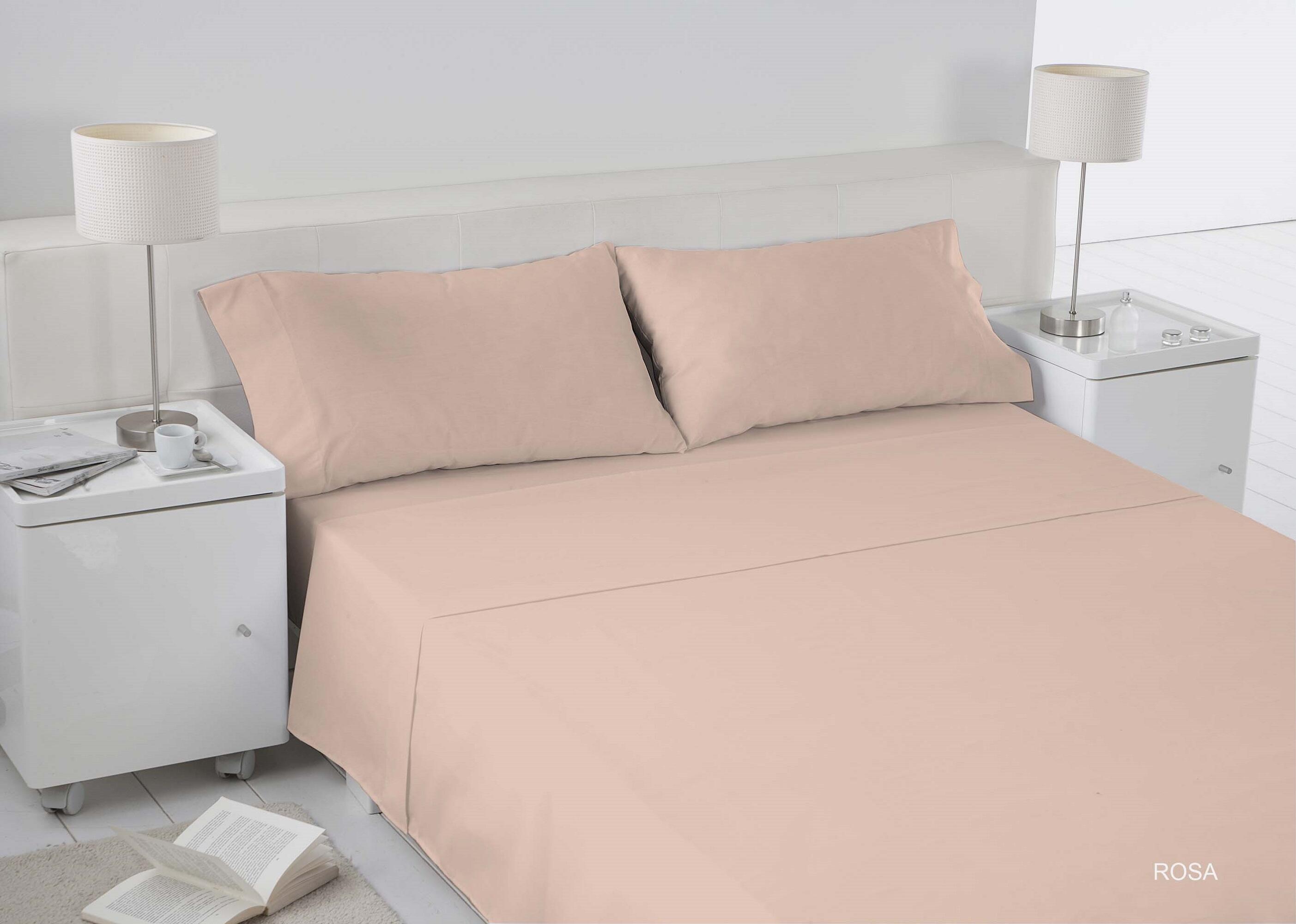 Sábana encimera Esencial algodón 144 hilos rosa palo 260x270 para cama 180 cm - 3