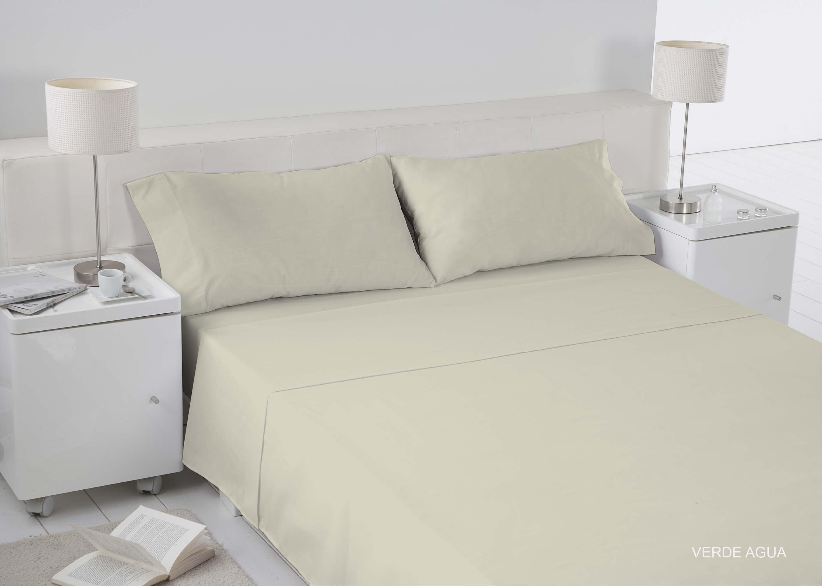 Sábana encimera Esencial algodón 144 hilos verde agua 160x270 para cama de 90 cm - 3