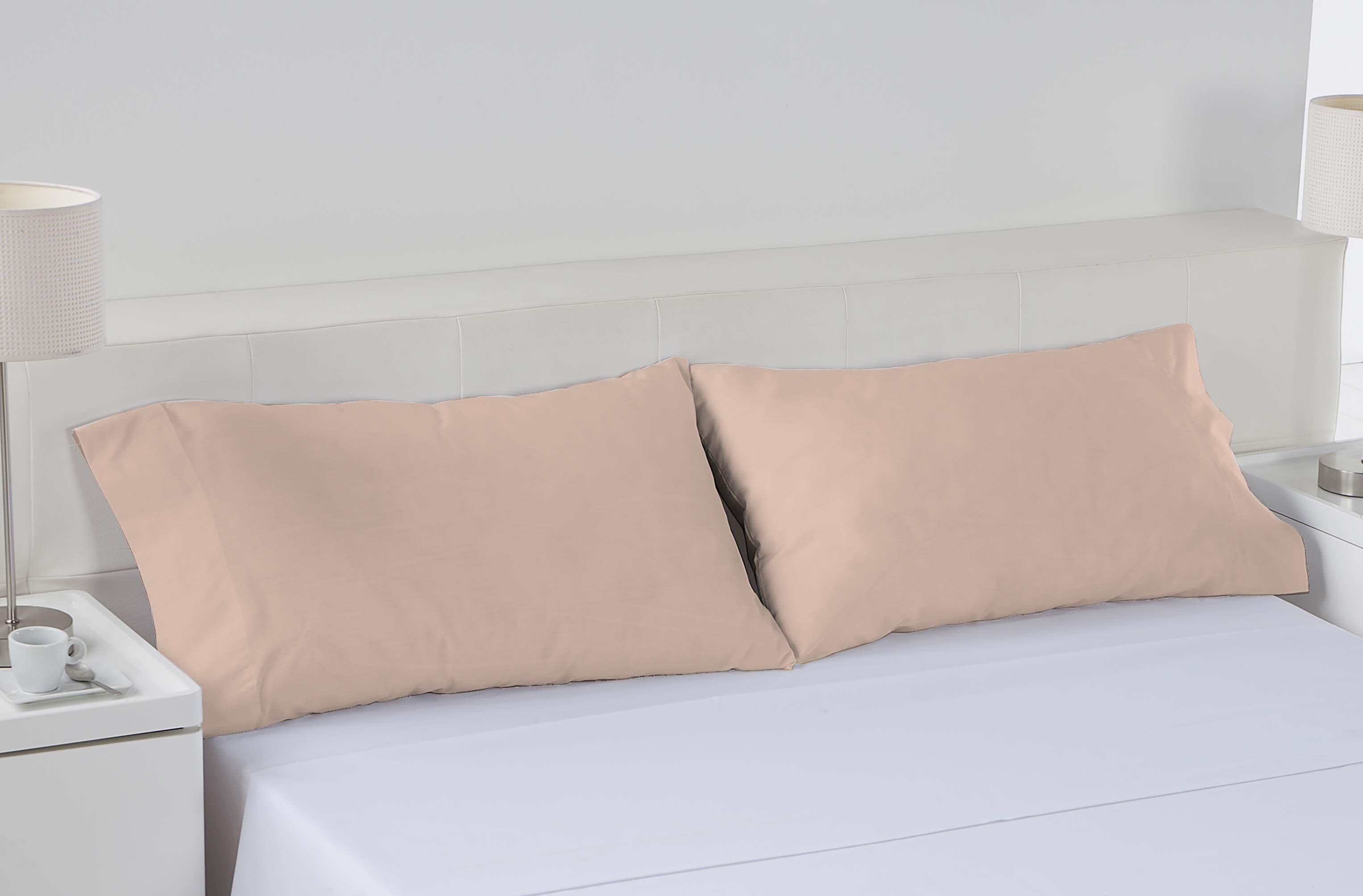 2 Fundas de almohada Esencial algodón 144 hilos rosa palo 50 x 105 cm para cama de 90, 105, 180, 200 cm - 8