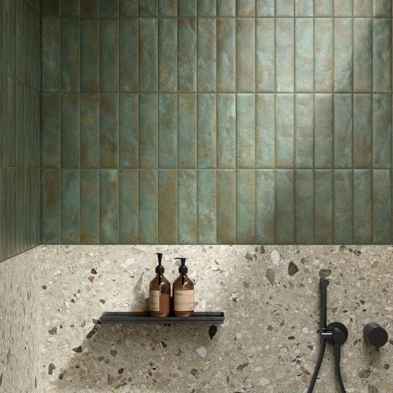 Piastrella da pavimento e rivestimento interno in gres porcellanato 6 x 24 cm non rettificato smaltato verde satinato Clash R9 traffico medio forte (pei 3/5) Sp. 8.5 mm 0.69 mq - 11