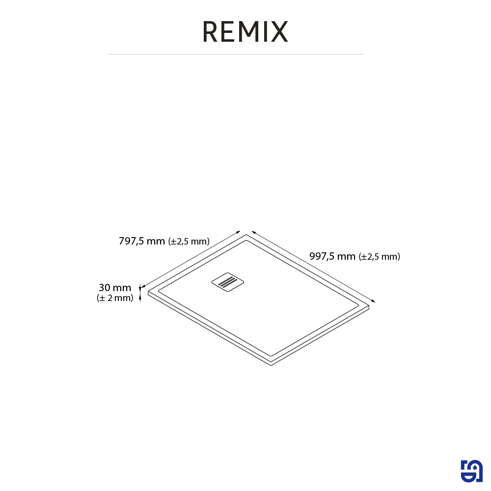 Receveur de douche extraplat, résine, blanc L.100 x l.80 cm, Remix light - 4