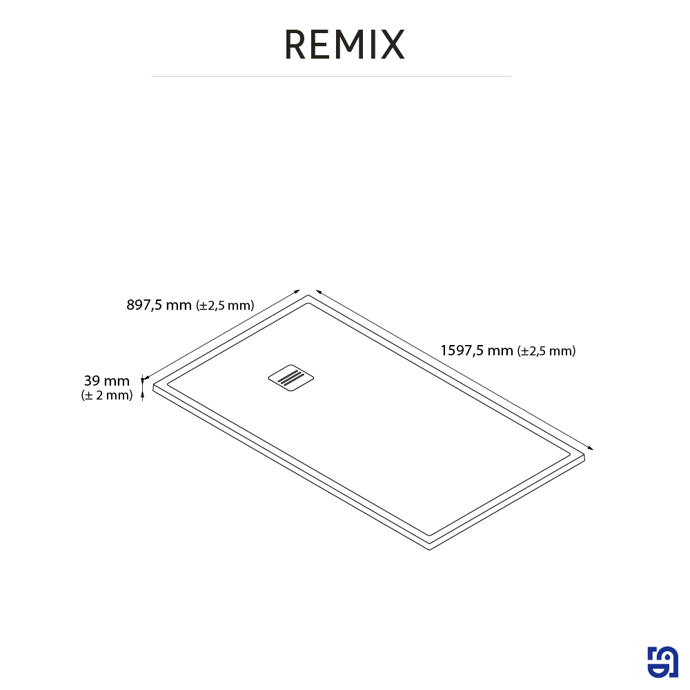 Receveur de douche extraplat, résine, no ir L.160 x l.90 cm, Remix light - 4