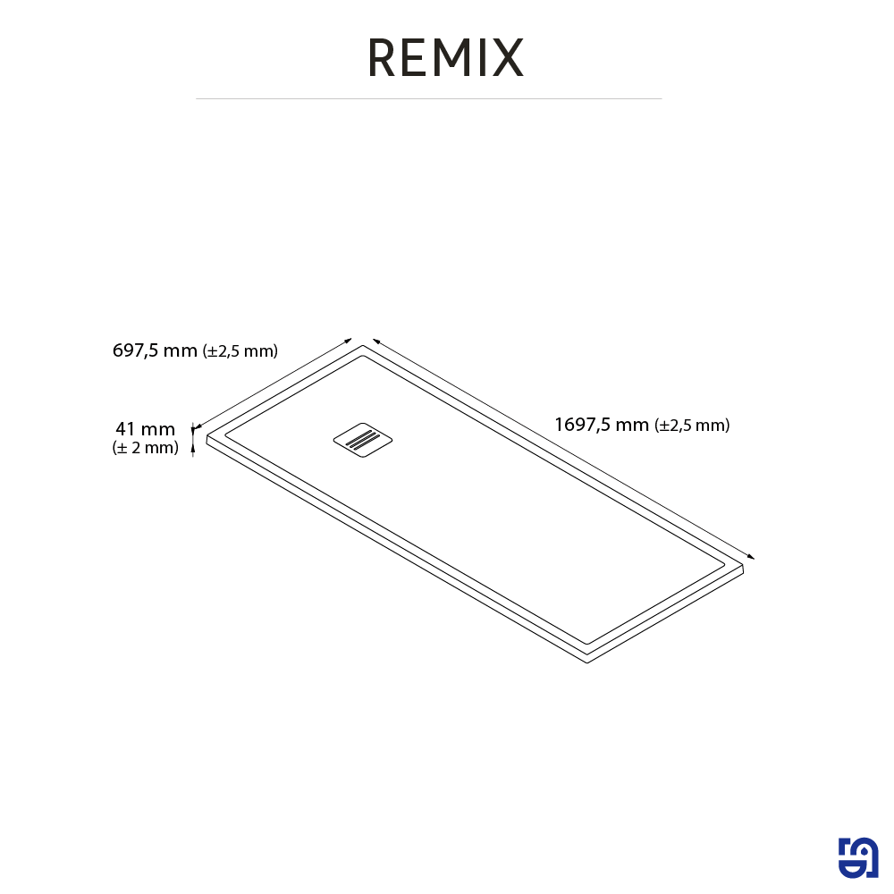 Receveur de douche extraplat, résine, blanc L.170 x l.70 cm, Remix light - 3