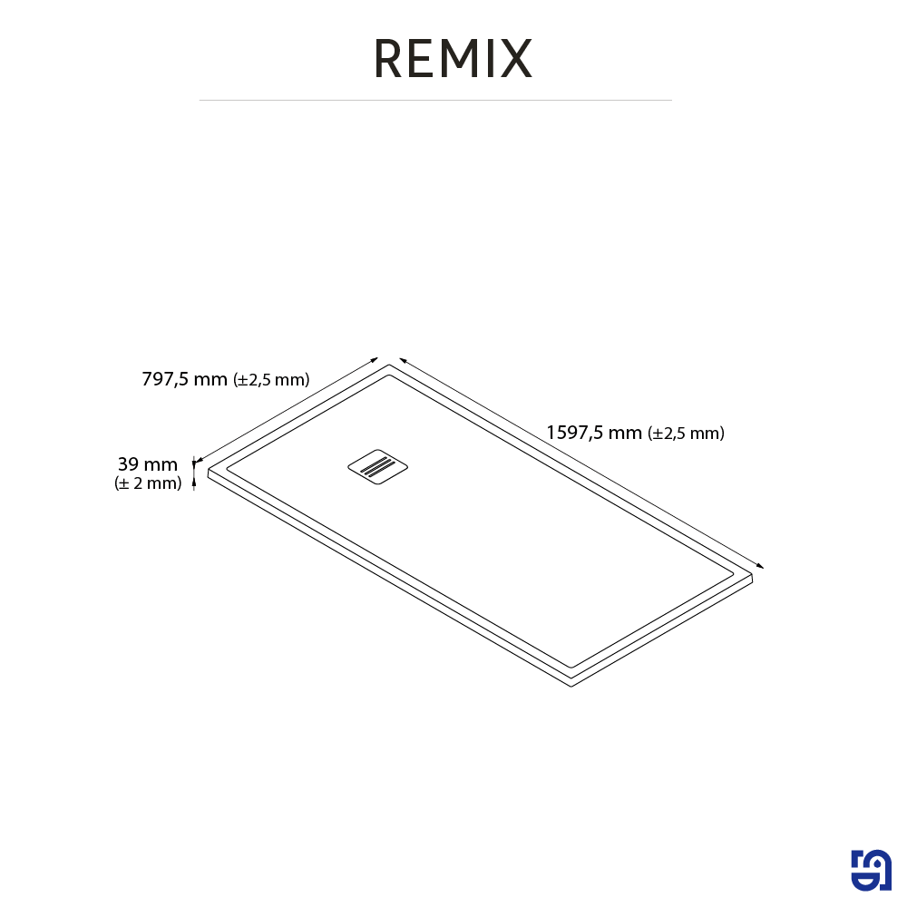Receveur de douche extraplat, résine, blanc L.160 x l.80 cm, Remix light - 3