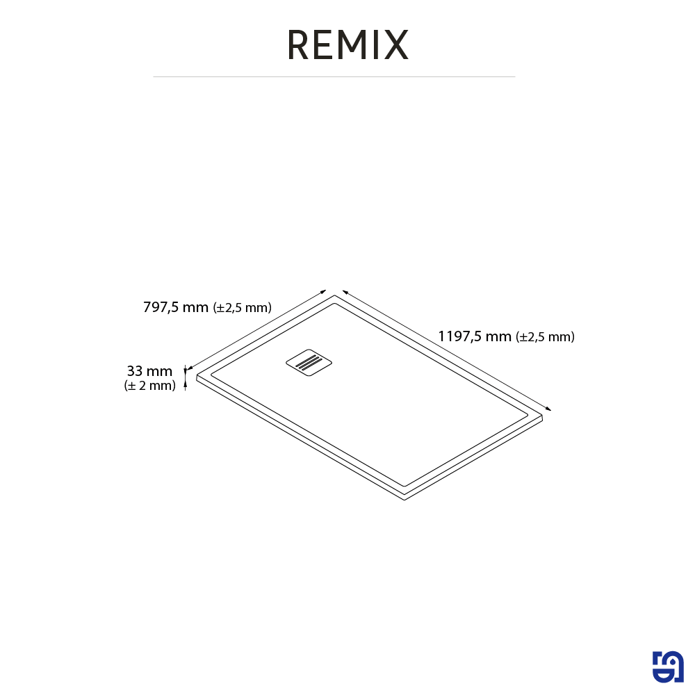 Receveur de douche extraplat, résine, blanc L.120 x l.80, Remix light - 4