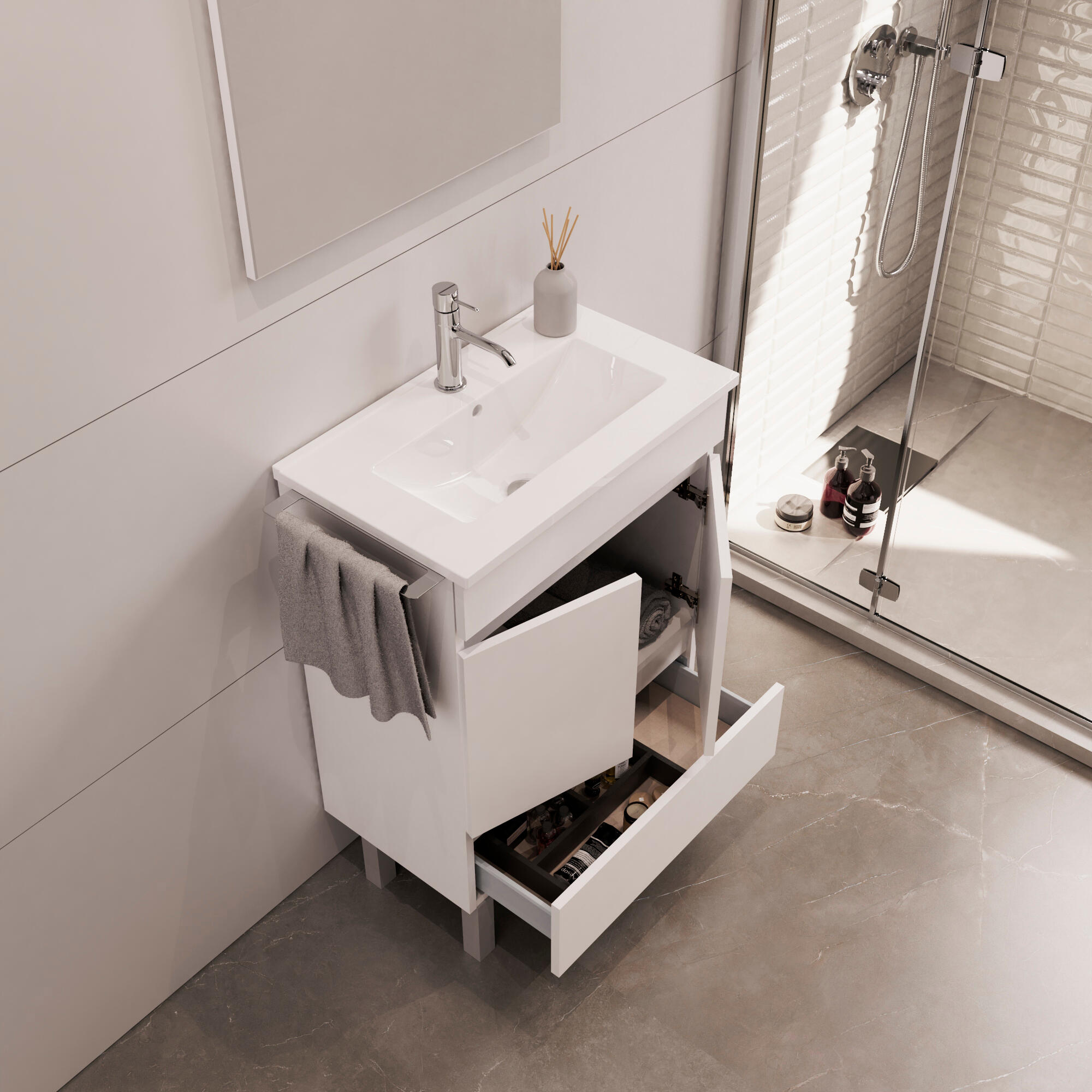 Móvel de casa de banho 60x36x81 cm branco Slim - 3