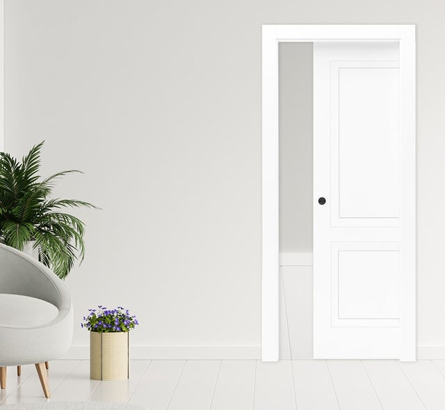 Porta interna scorrevole Clew in legno colore bianco, L 70 x H 210 cm, apertura reversibile