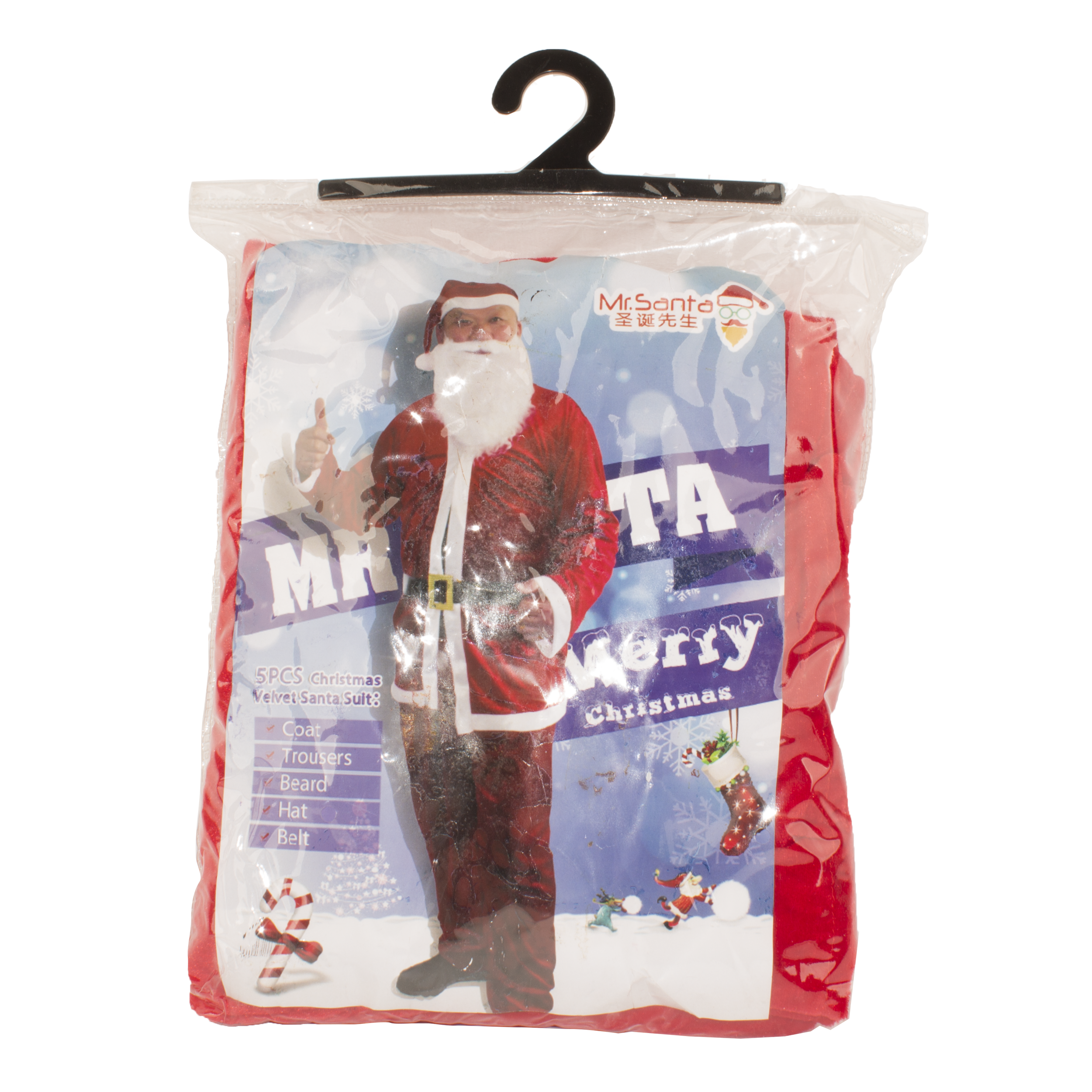 Strój św. Mikołaja czerwony + czapka i broda welur XXL - 6