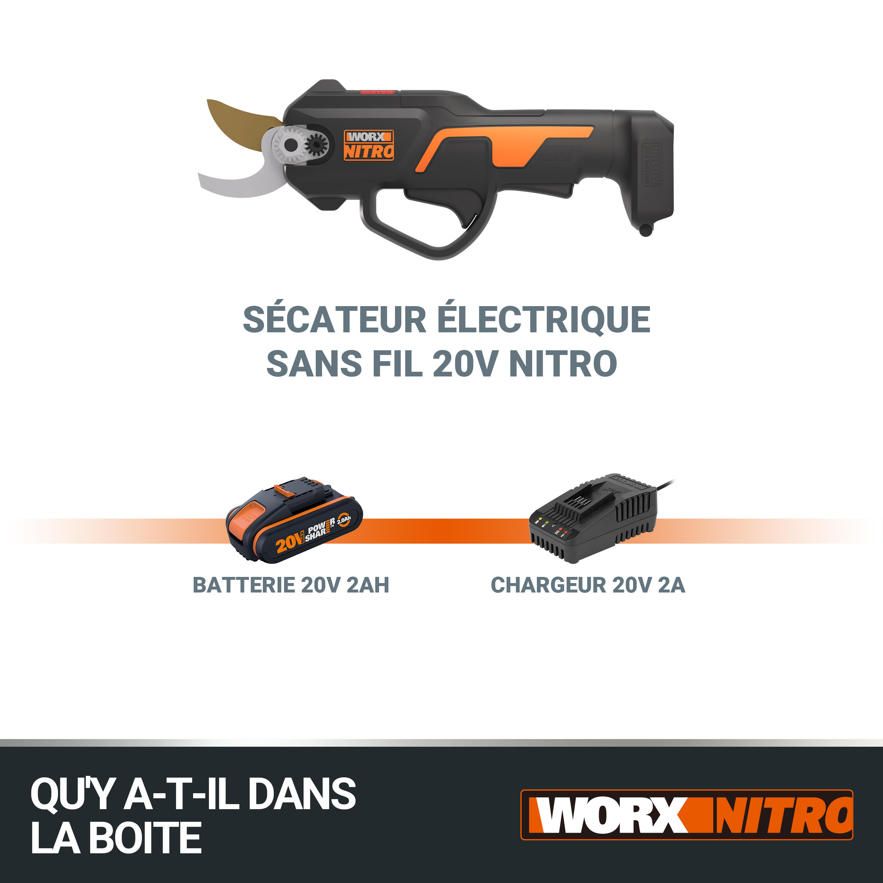 Sécateur 20V 25mm WORX - WG330E (1 batterie 2Ah et chargeur) - 6