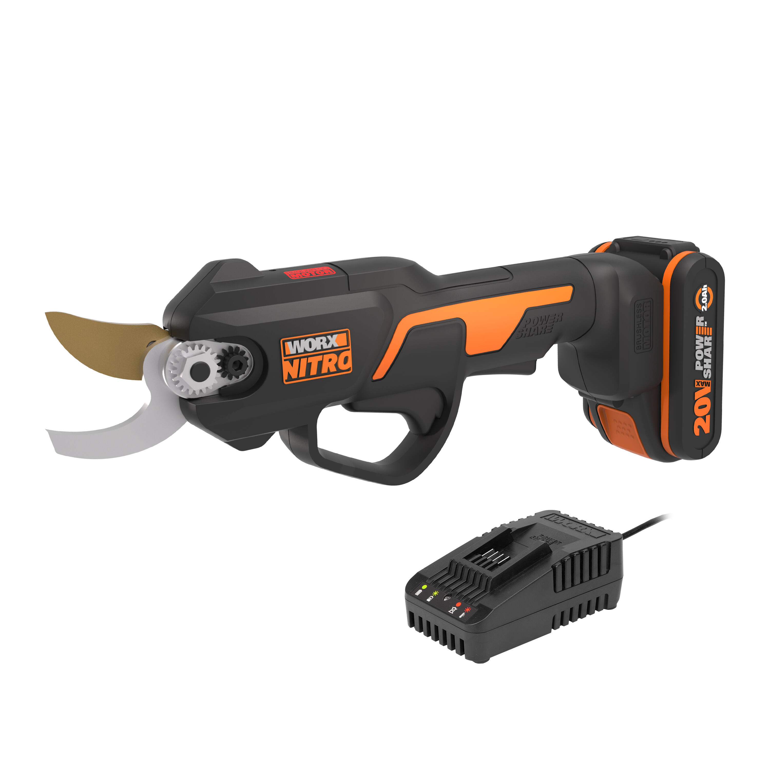 Tijera de poda a batería worx nitro de ion litio 20v 2 ah