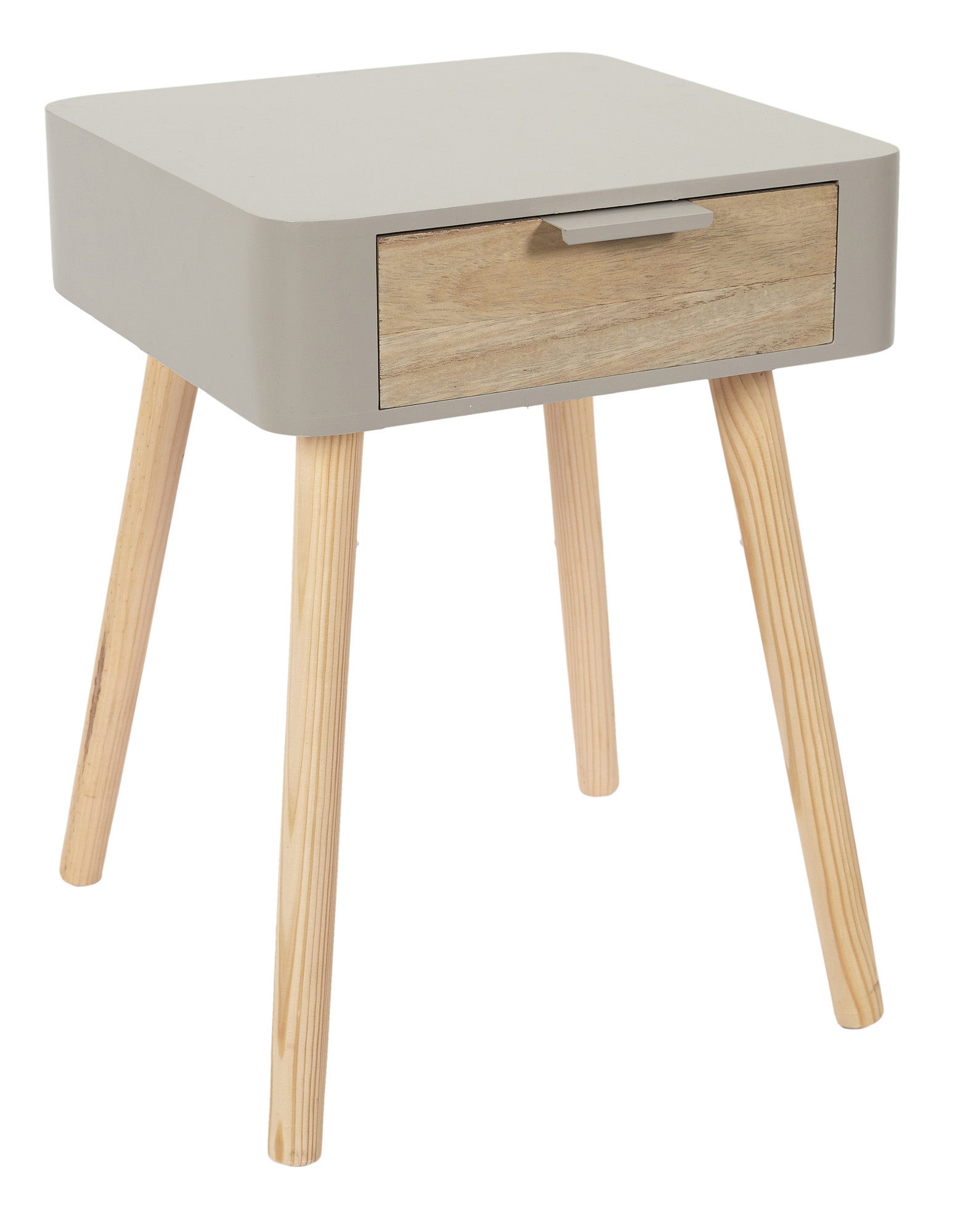 Mesita de noche con cajón beige 48x37 cm