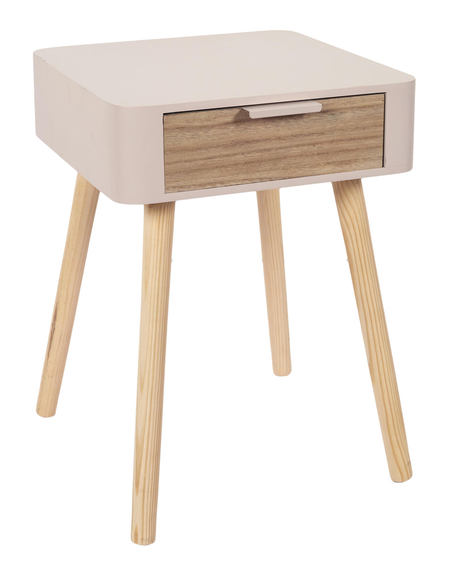 Mesita de noche con cajón rosa 48x40 cm
