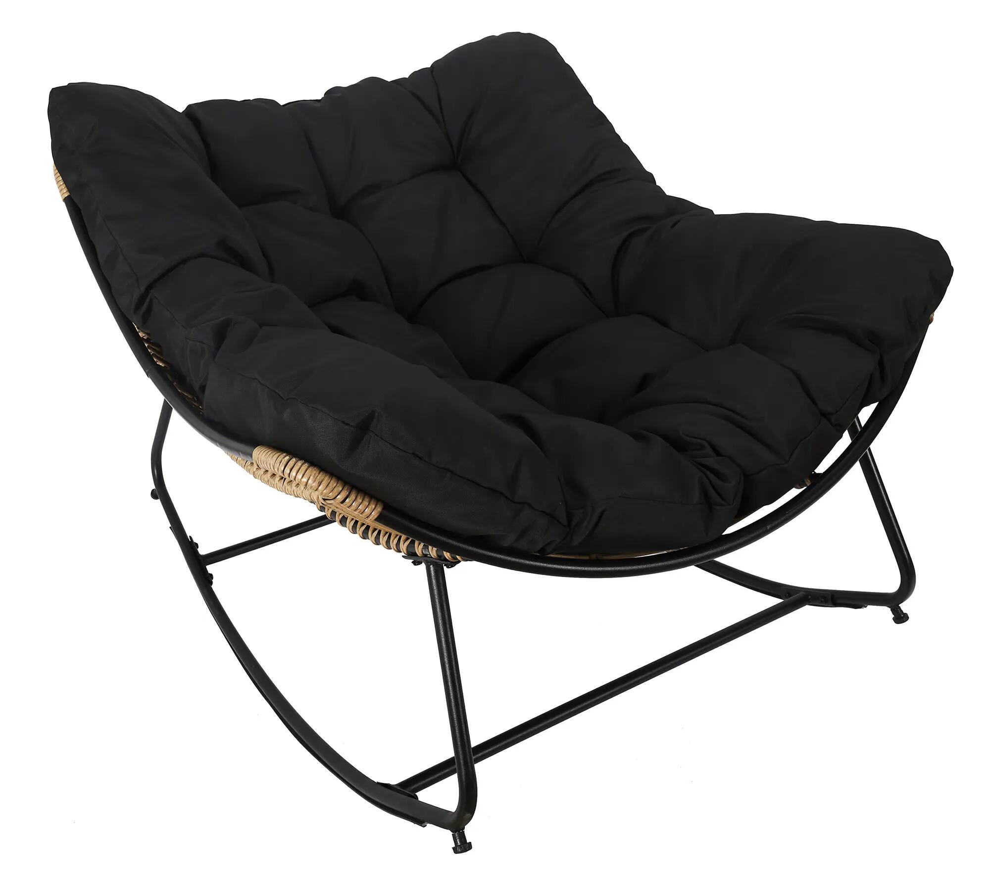 Butaca mecedora tulum de color negro que soporta 110 kg