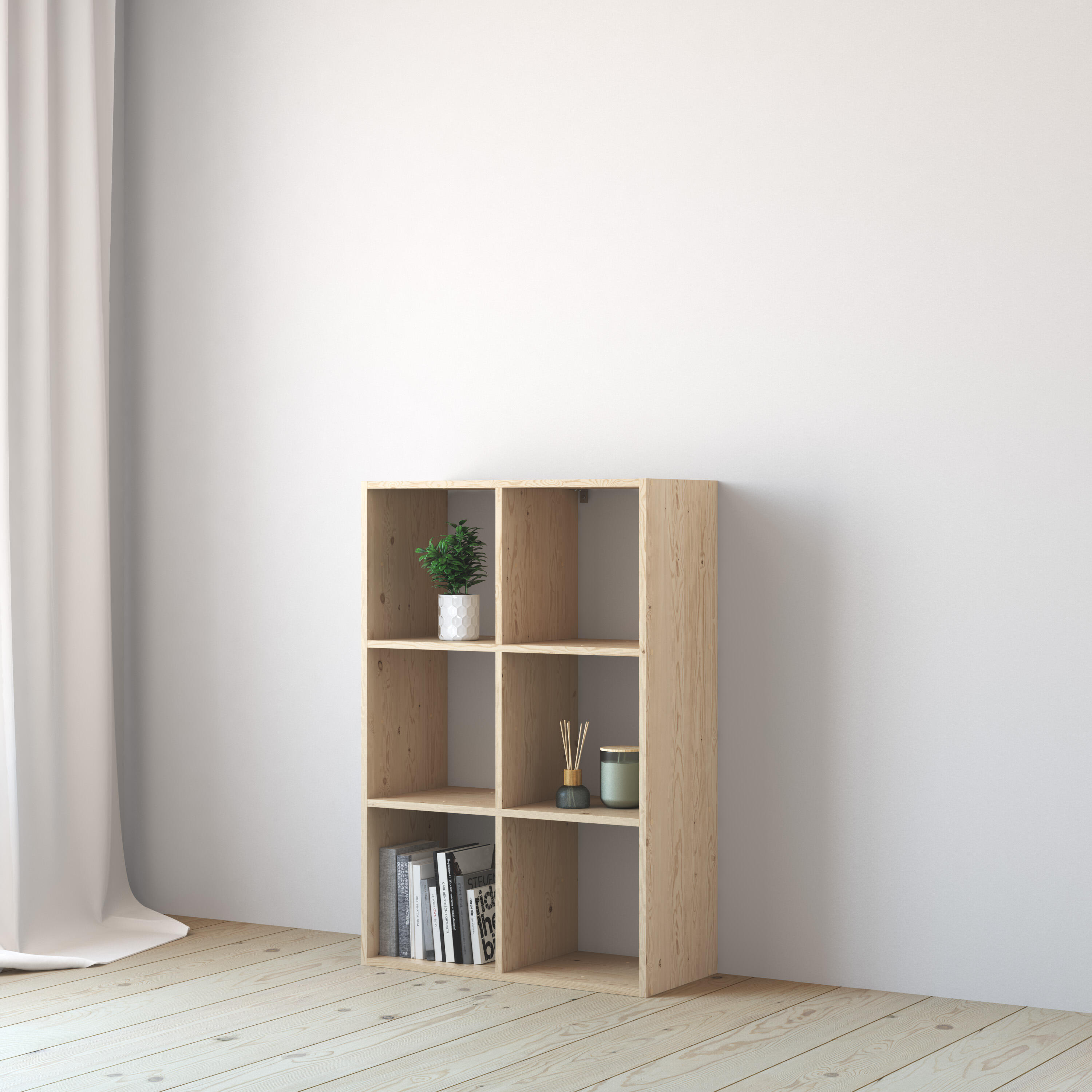 Mensola a muro 6 cubi Kub SPACEO rettangolare in legno L 70 x P 31.7 cm beige - 2