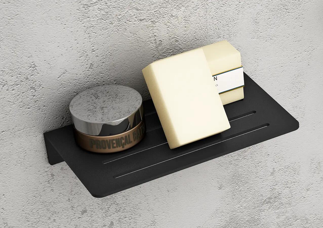 Estante de baño vulcano negro 25x4x15 cm