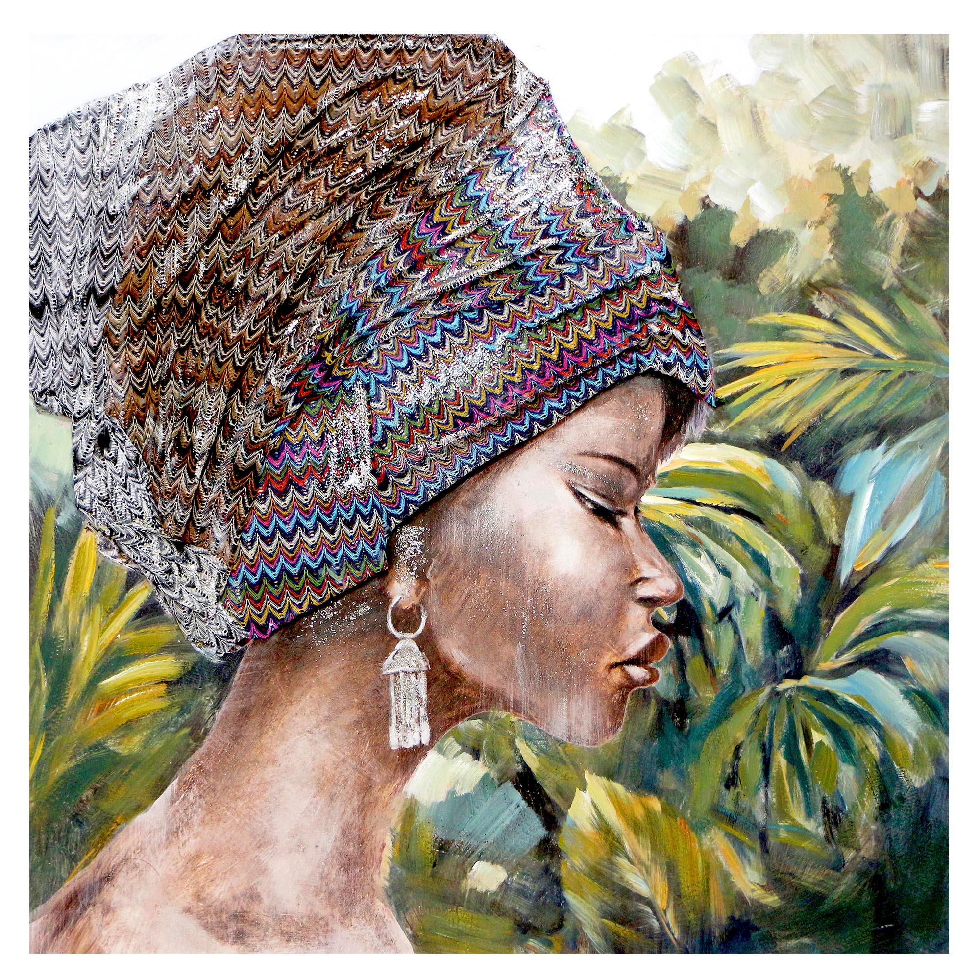Canva mujer turbante 90x90 cm