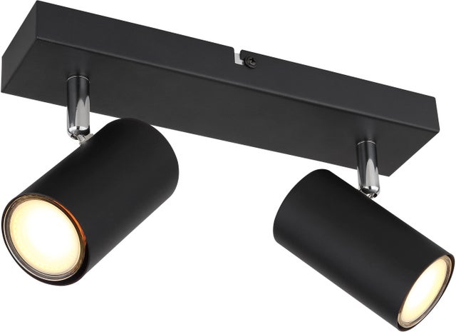 Foco decorativo ROBBY GU10 2 luzes metal preto/cromado