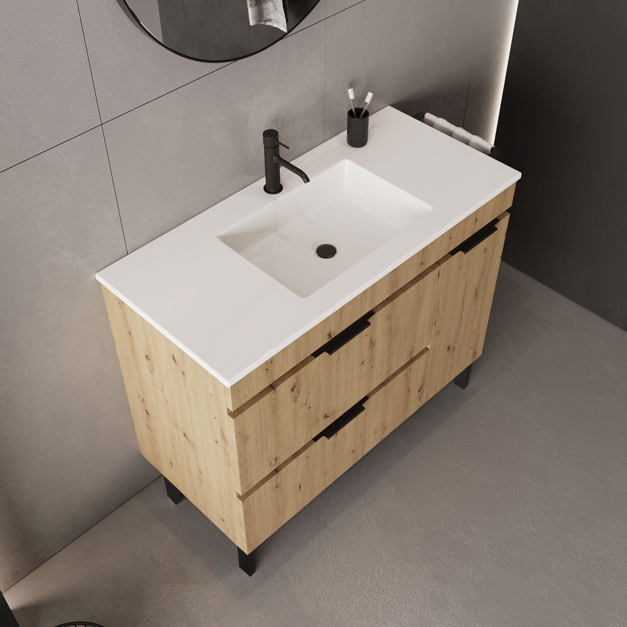 Móvel de casa de banho 100X45X84 cm carvalho Luca - 2