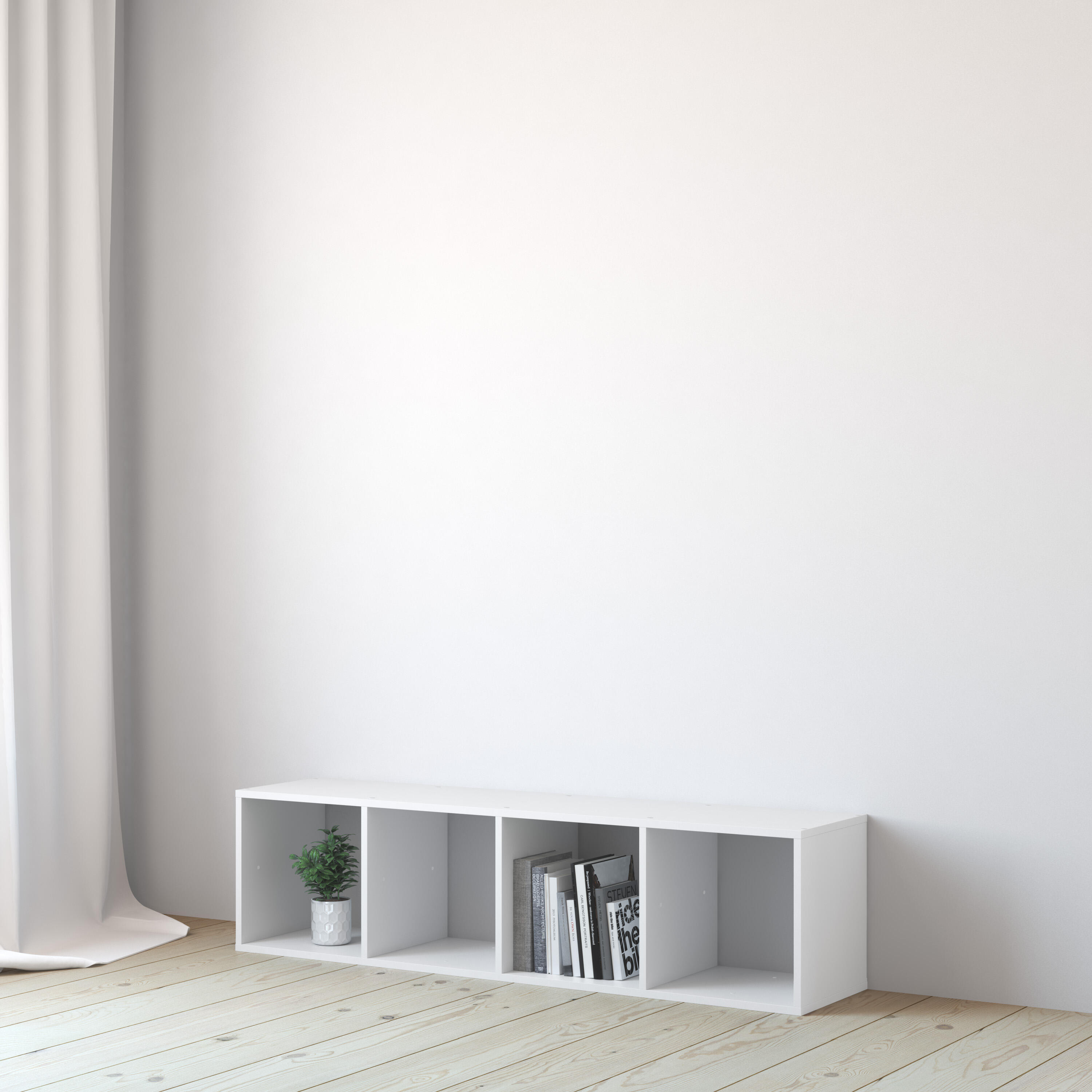 Estante de parede 4 cubos branco 36 x 31,7 x 139,3 cm Spaceo Kub - 14