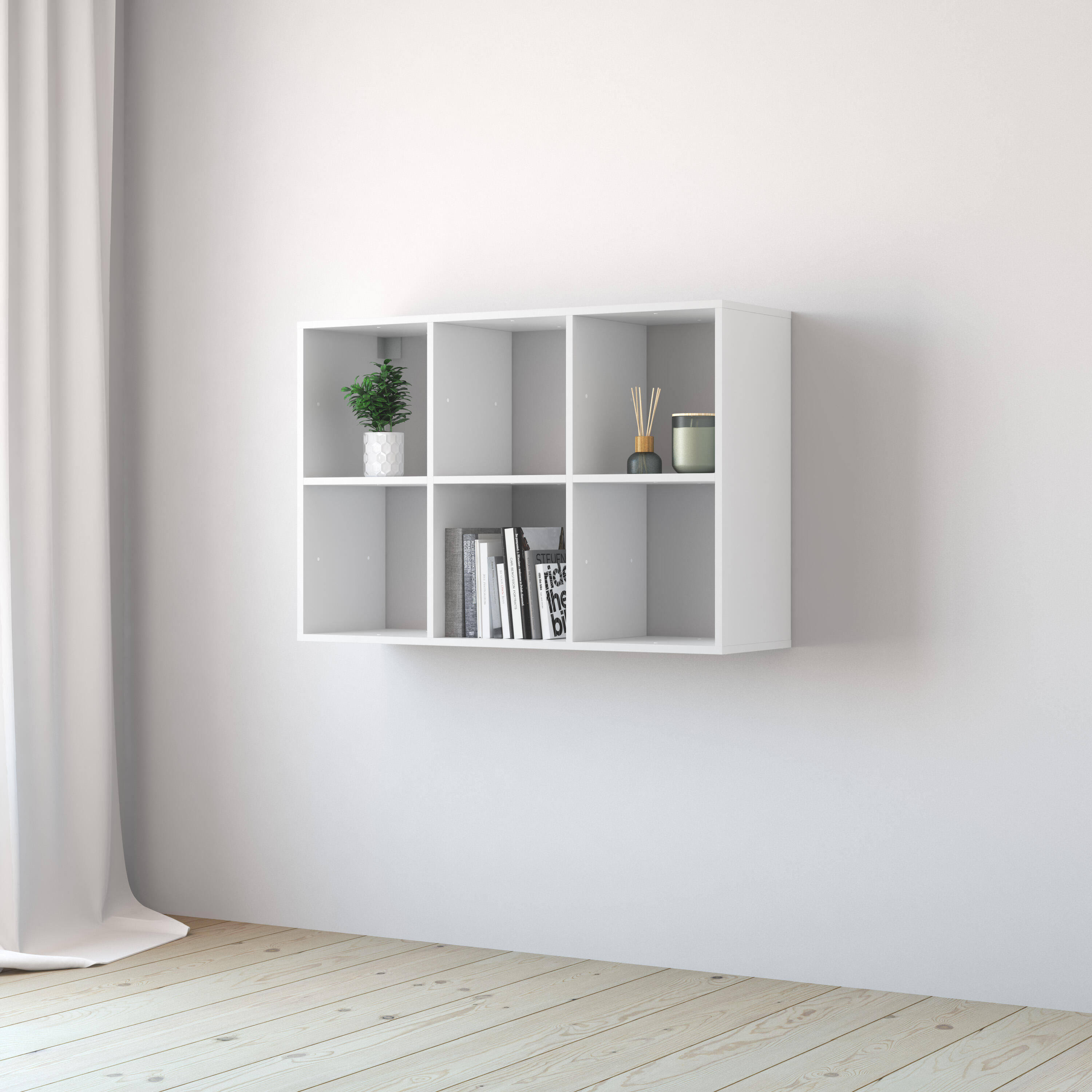 Estante de parede 6 cubos branco 70 x 31,7 x 104,9 cm Spaceo Kub - 12