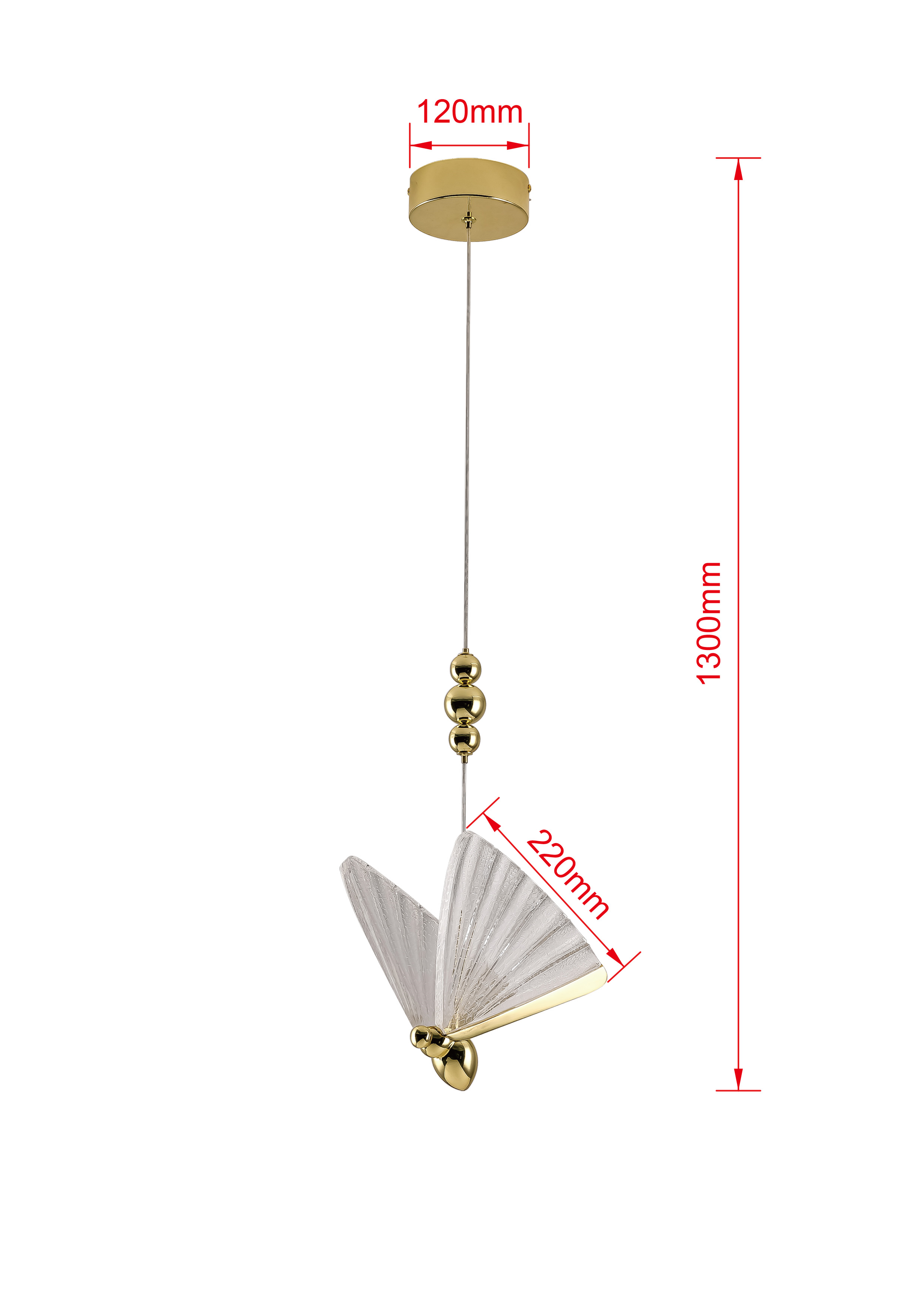 Lampa wisząca Mariposa złota kryształ LED Light Prestige - 5