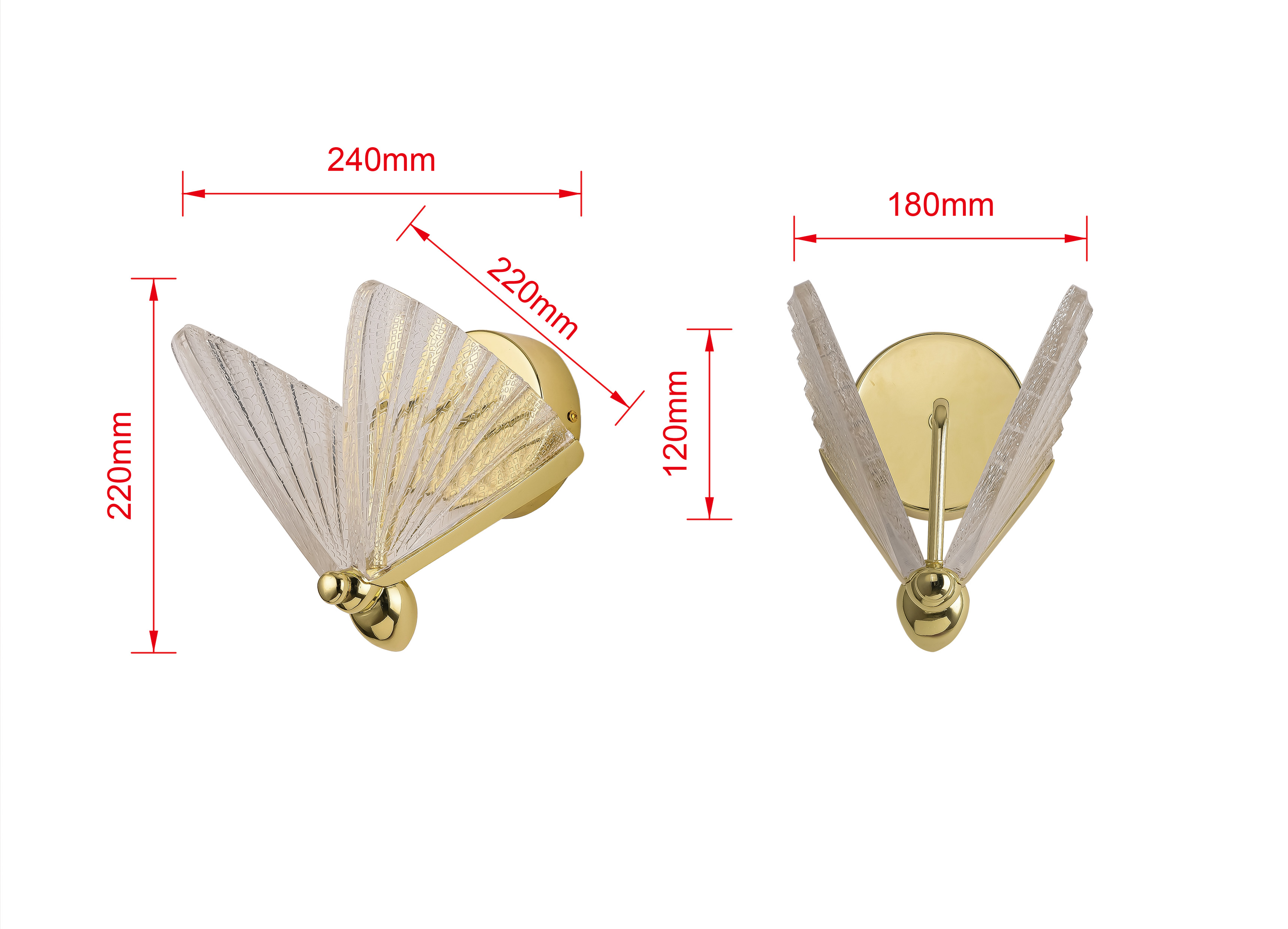 Kinkiet Mariposa kryształ złoty LED Light Prestige - 4