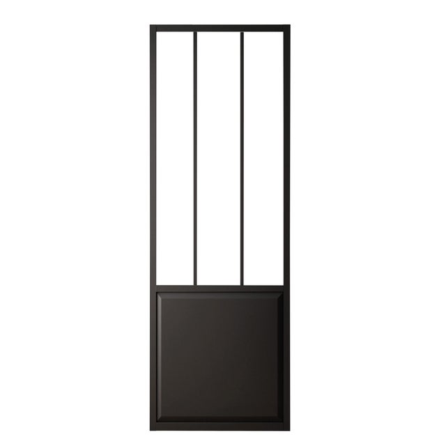 Porte coulissante Atelier XXL aluminium noir verre transparent, H.220 x l.93 cm