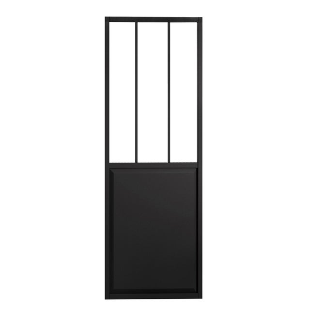 Porte coulissante Atelier alu noir verre transparent, H.204 x l.93 cm, ARTENS