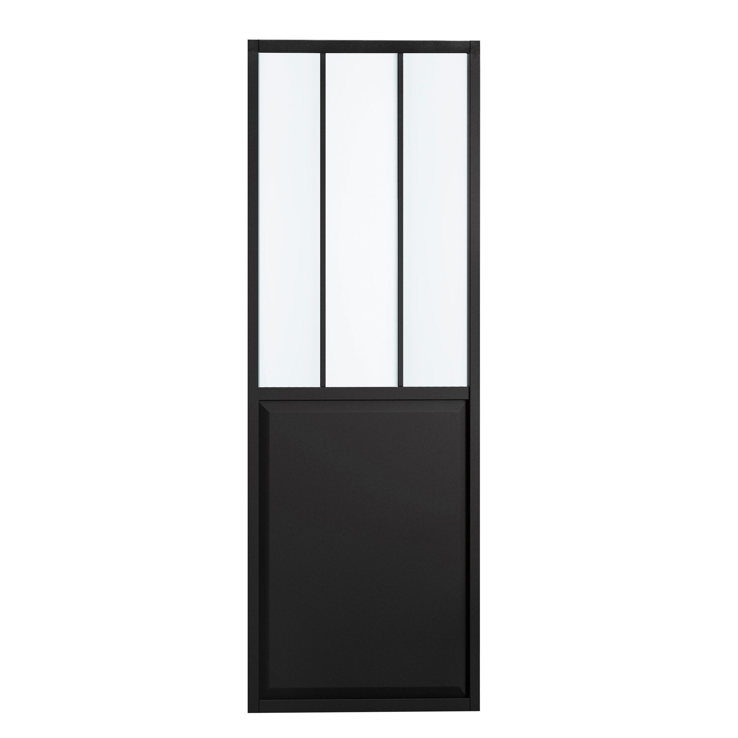 Puerta de interior corredera con cristal transparente lacada Artens Atelier negro anchura 83cm - 2